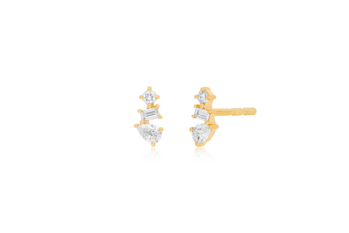 Diamond Multifaceted Stud Earring sold by EF Collection