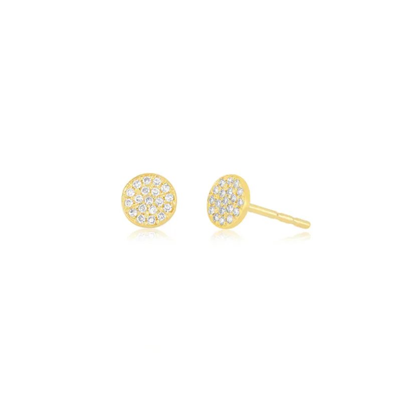 Diamond Mini Disc Stud Earrings sold by EF Collection