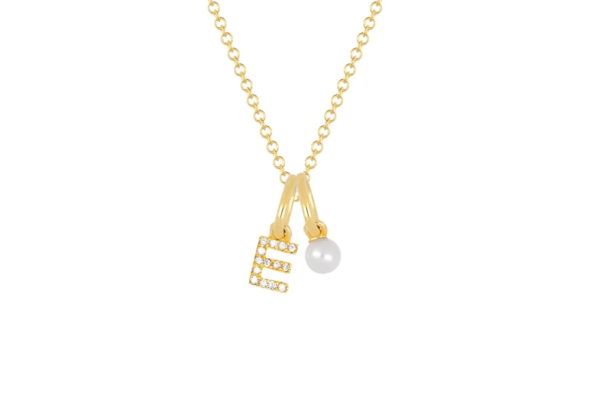 Pearl Birthstone Initial Charm Necklace sold by EF Collection