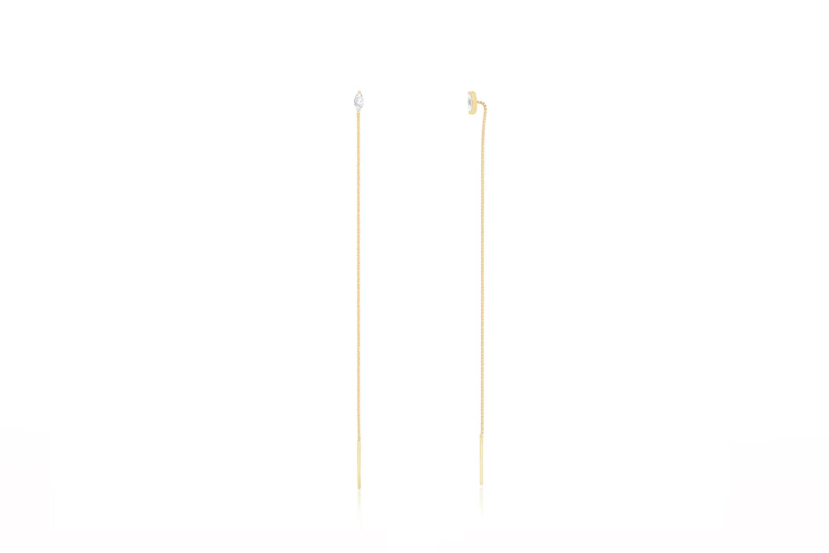 Marquise Diamond Liquid Gold Threader Earring sold by EF Collection