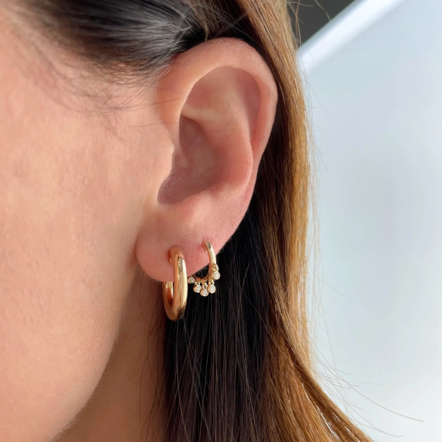 Diamond Bezel Shimmy Huggie Earring sold by EF Collection product image thumbnail 3