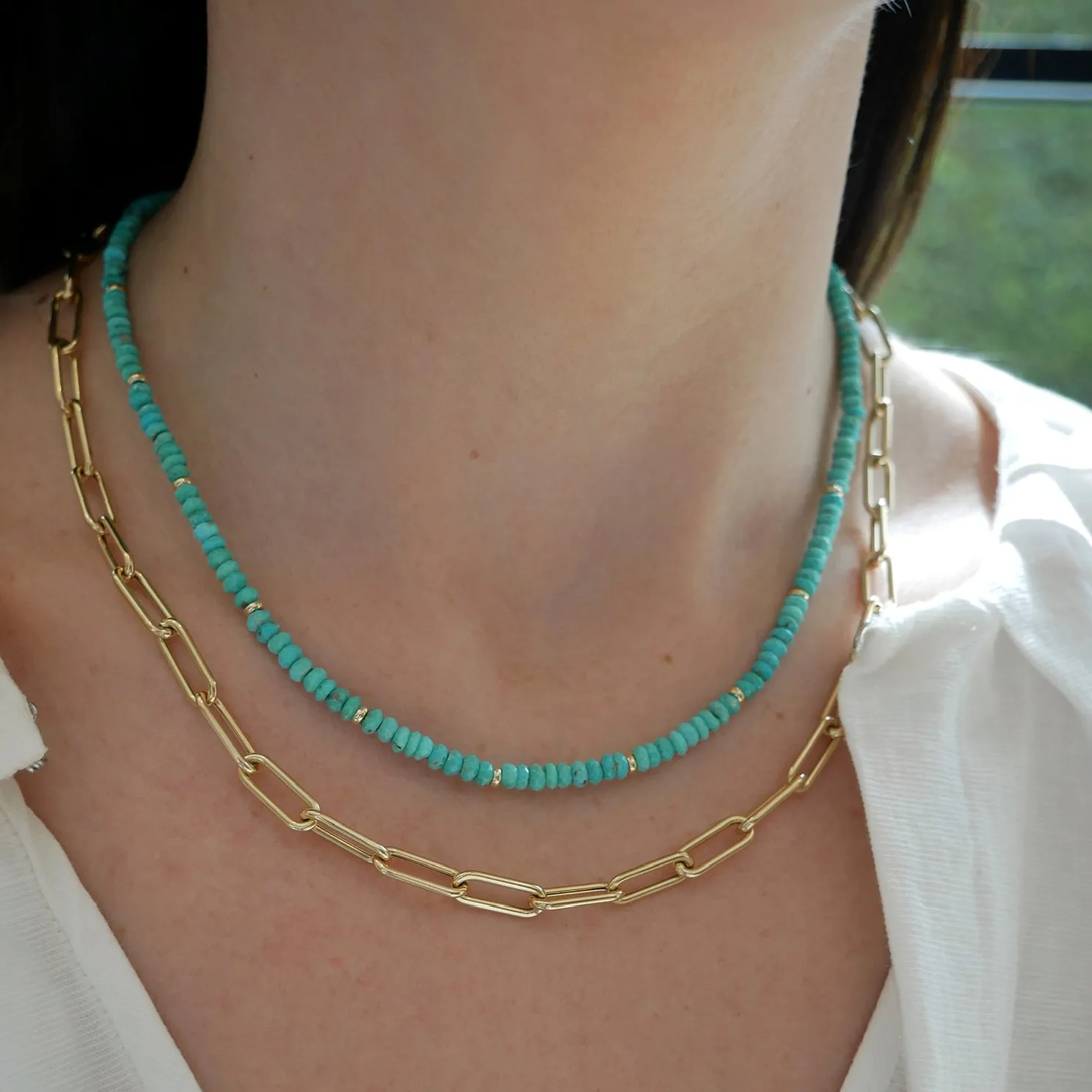 Birthstone Bead Necklace In Turquoise sold by EF Collection product image thumbnail 2