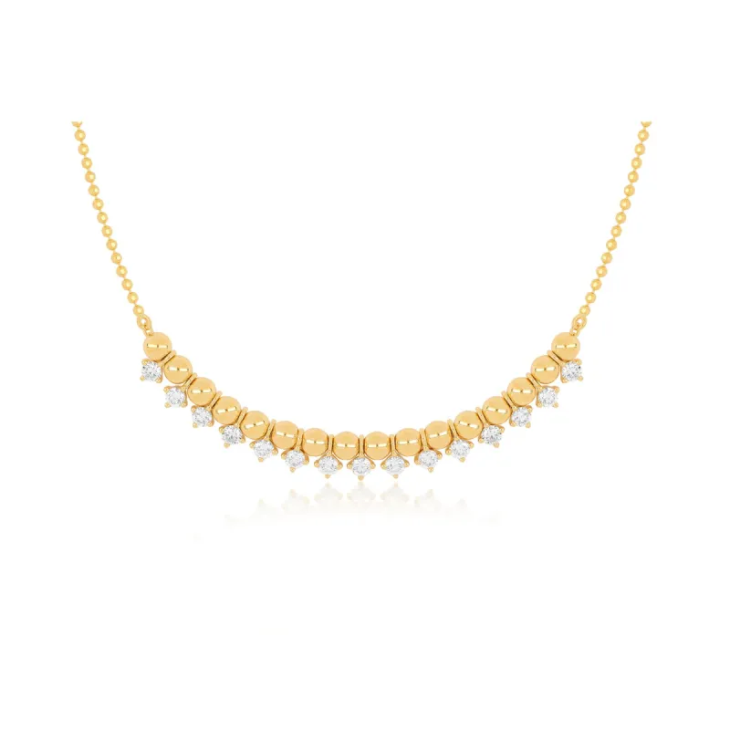 Diamond & Gold Ball Necklace sold by EF Collection