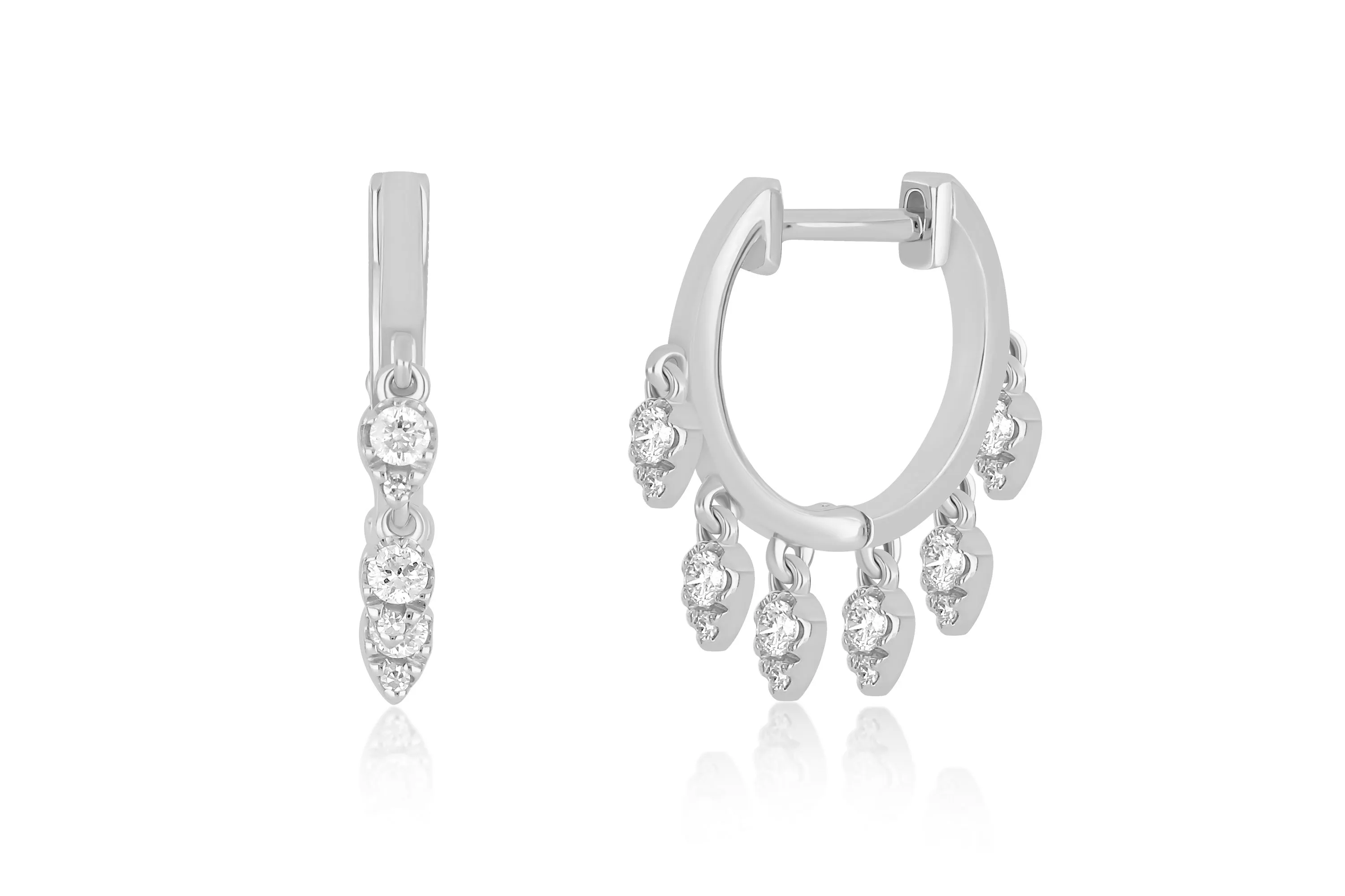 Diamond Teardrop Shimmy Huggie Earring sold by EF Collection product image thumbnail 4