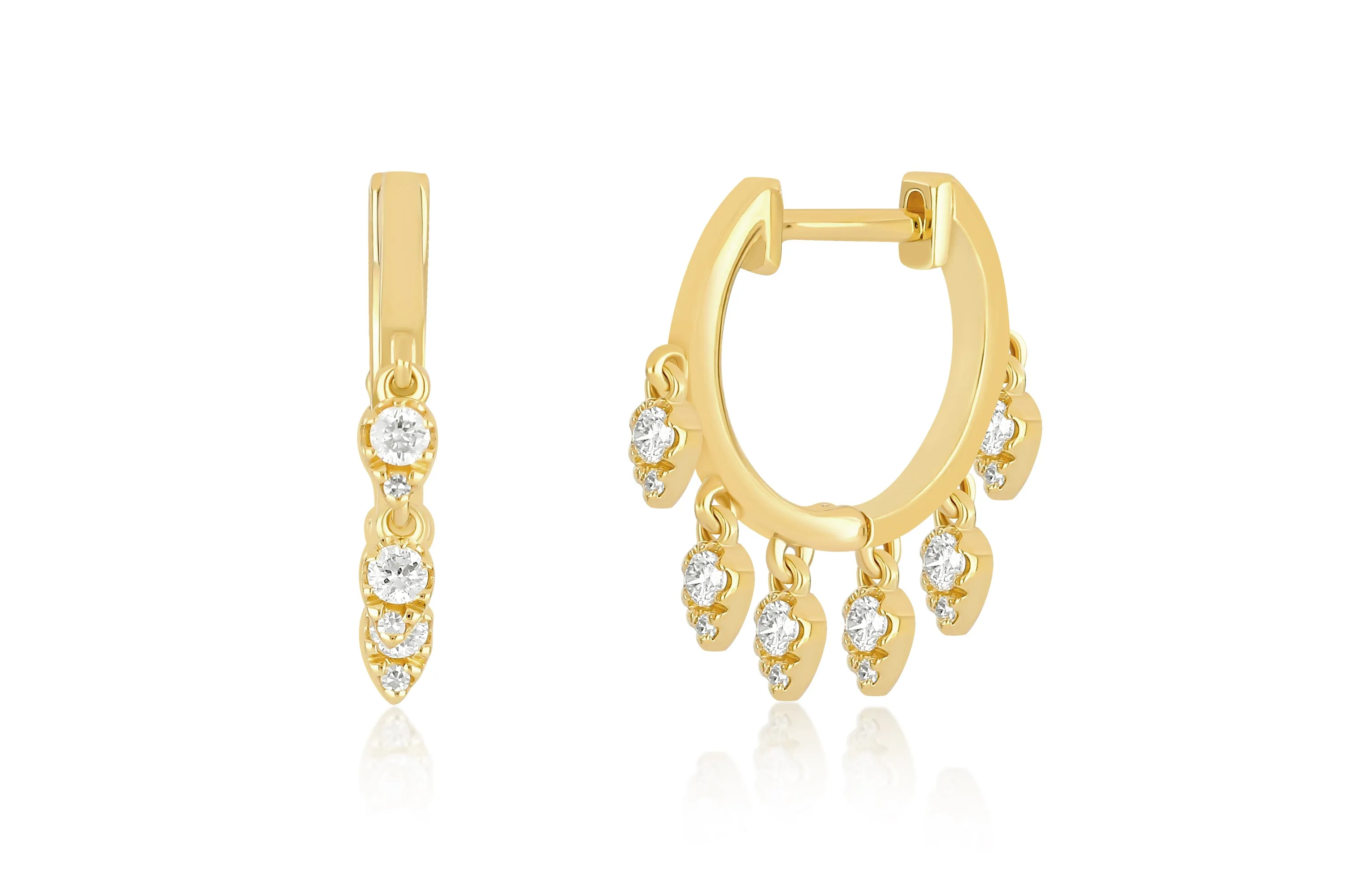 Diamond Teardrop Shimmy Huggie Earring sold by EF Collection