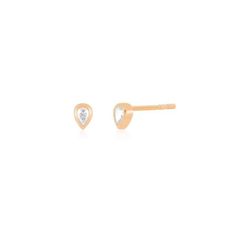 Bezel Set Diamond Pear Stud Earring sold by EF Collection