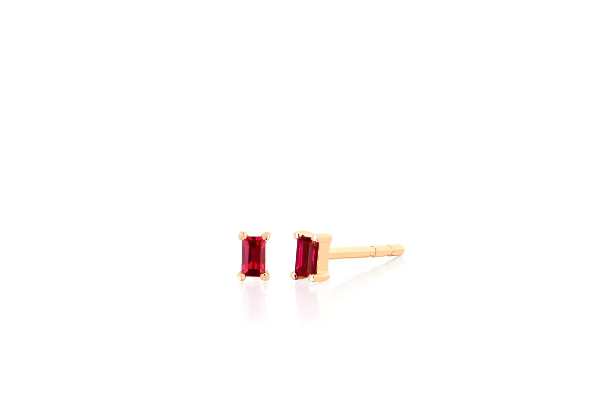 Ruby Baguette Stud Earring sold by EF Collection