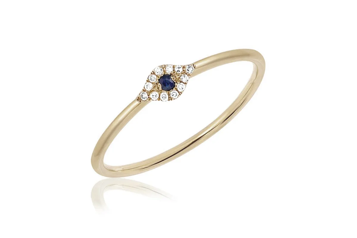Diamond Mini Evil Eye Ring sold by EF Collection