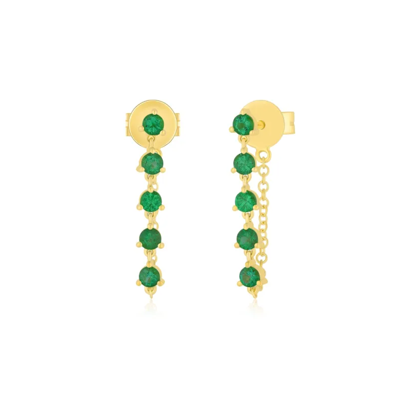 Multi Emerald Chain Stud Earring sold by EF Collection