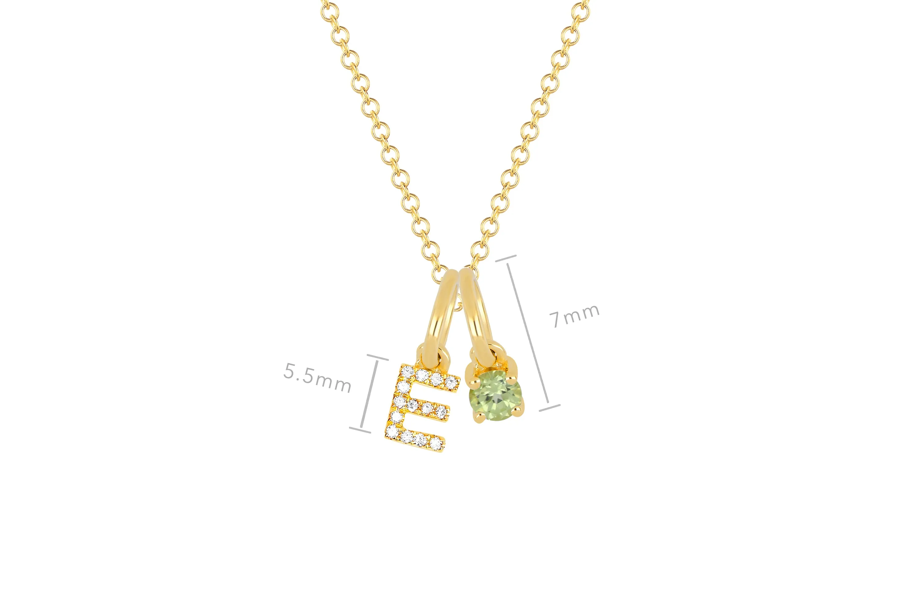 Peridot Birthstone Initial Charm Necklace sold by EF Collection product image thumbnail 3
