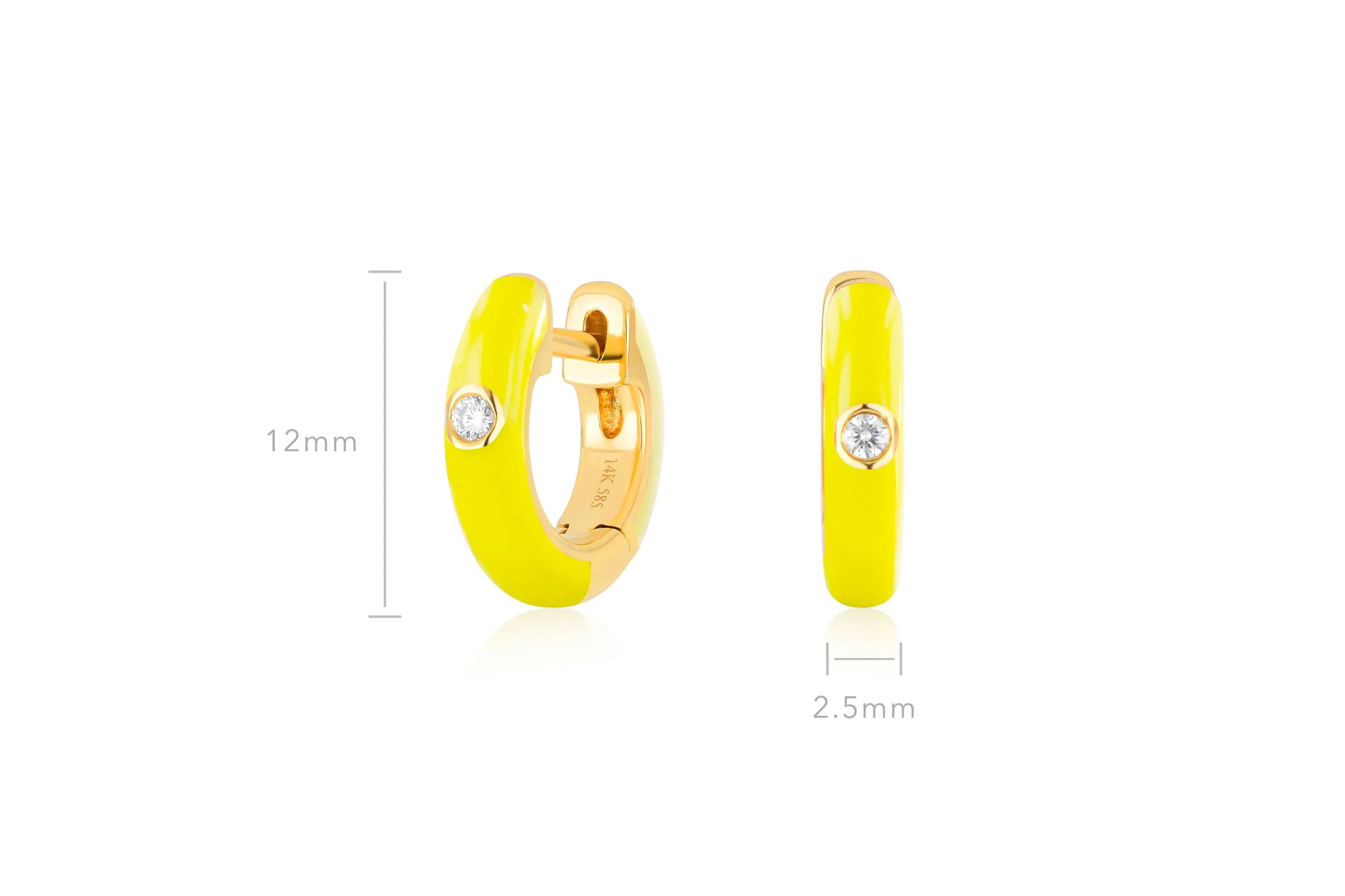 Diamond Yellow Enamel Huggie Earrings sold by EF Collection product image thumbnail 3