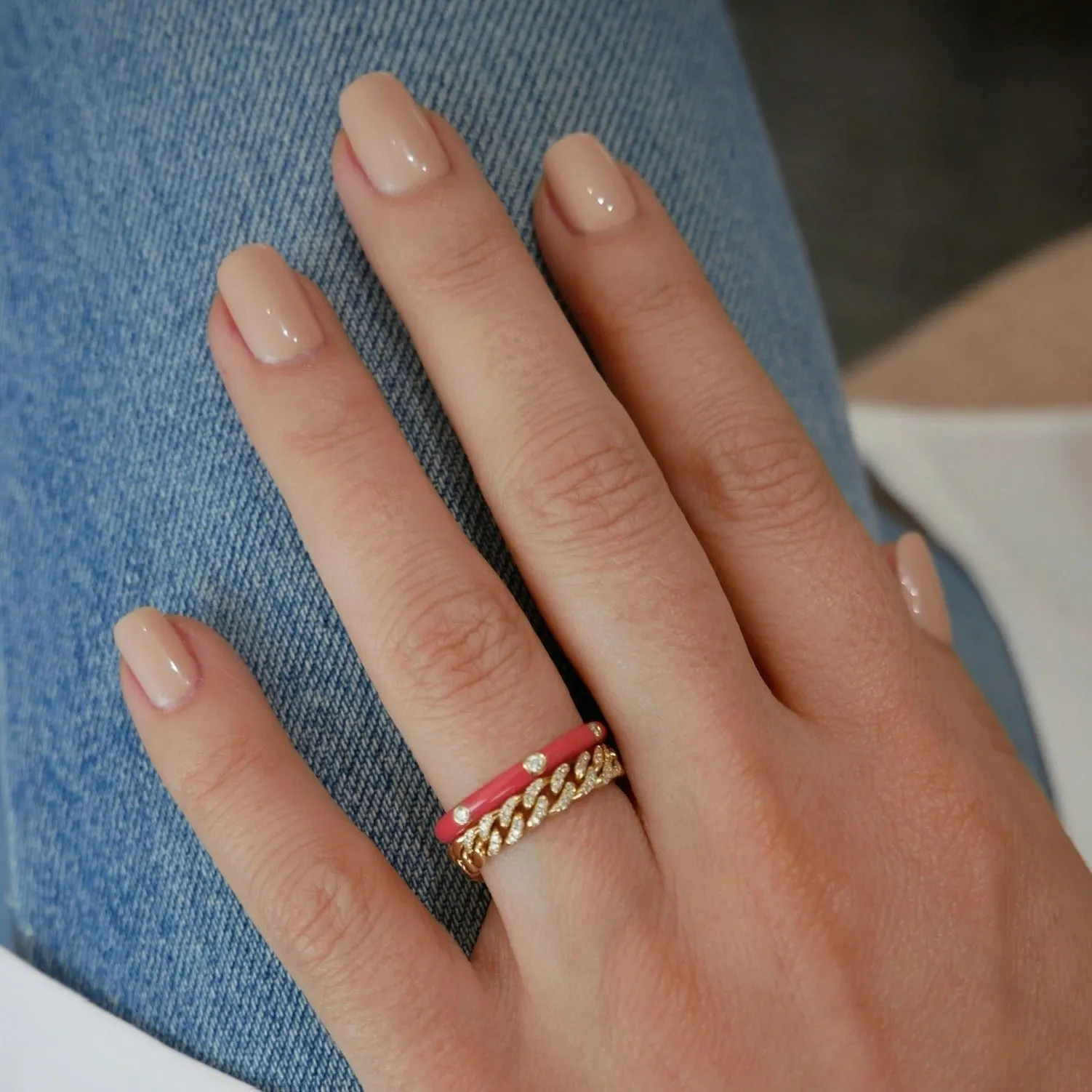 Diamond Curb Chain Ring sold by EF Collection product image thumbnail 2