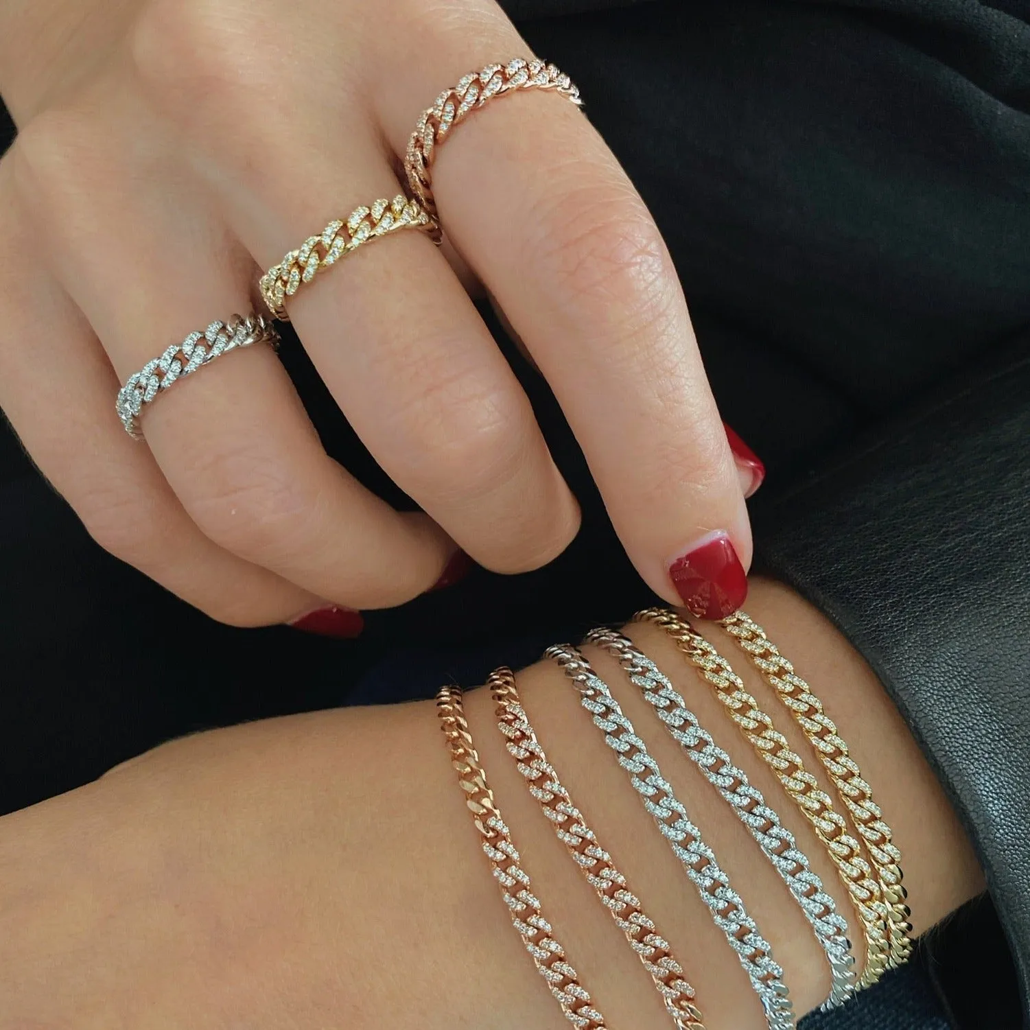 Diamond Curb Chain Ring sold by EF Collection product image thumbnail 5