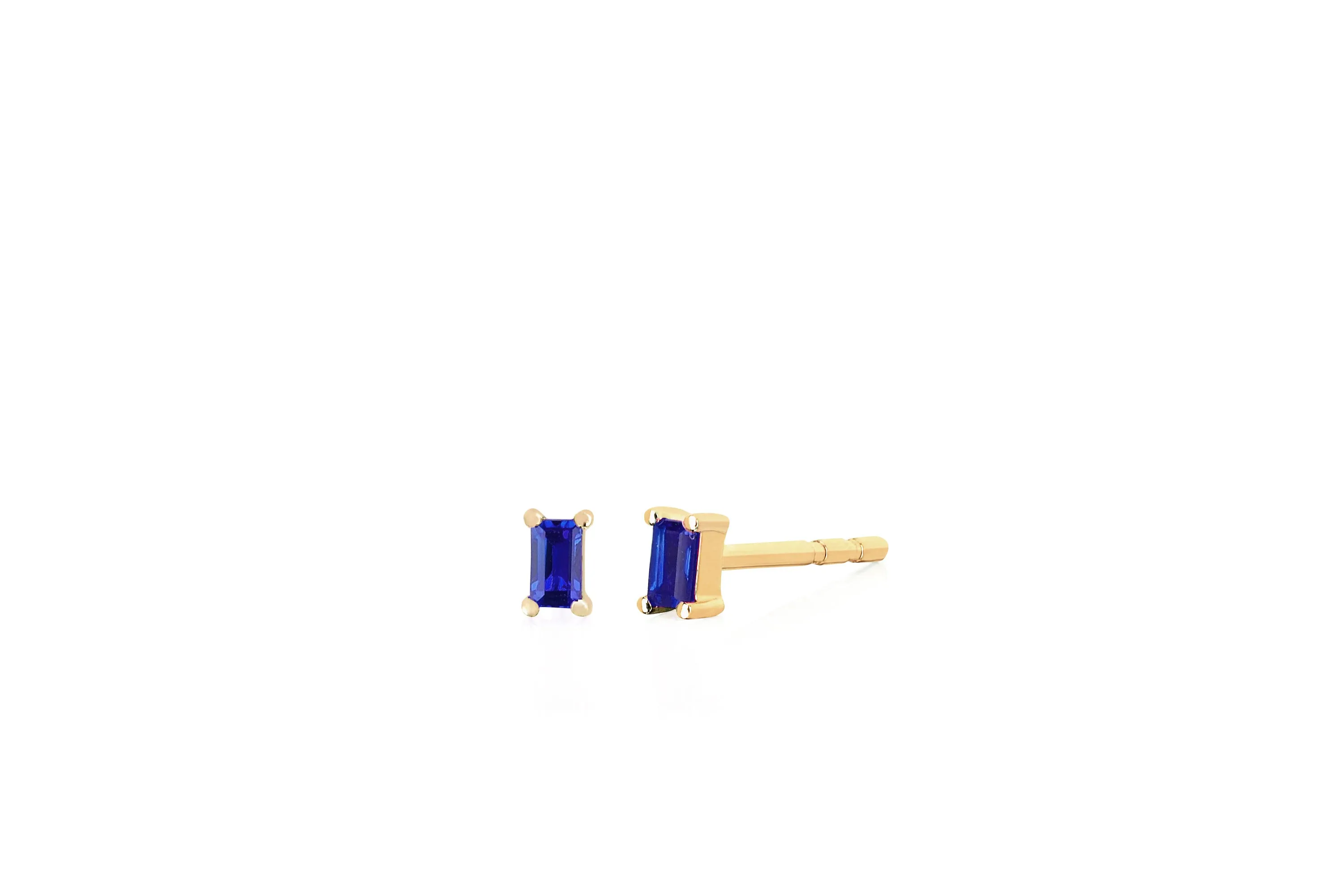 Blue Sapphire Baguette Stud Earring sold by EF Collection