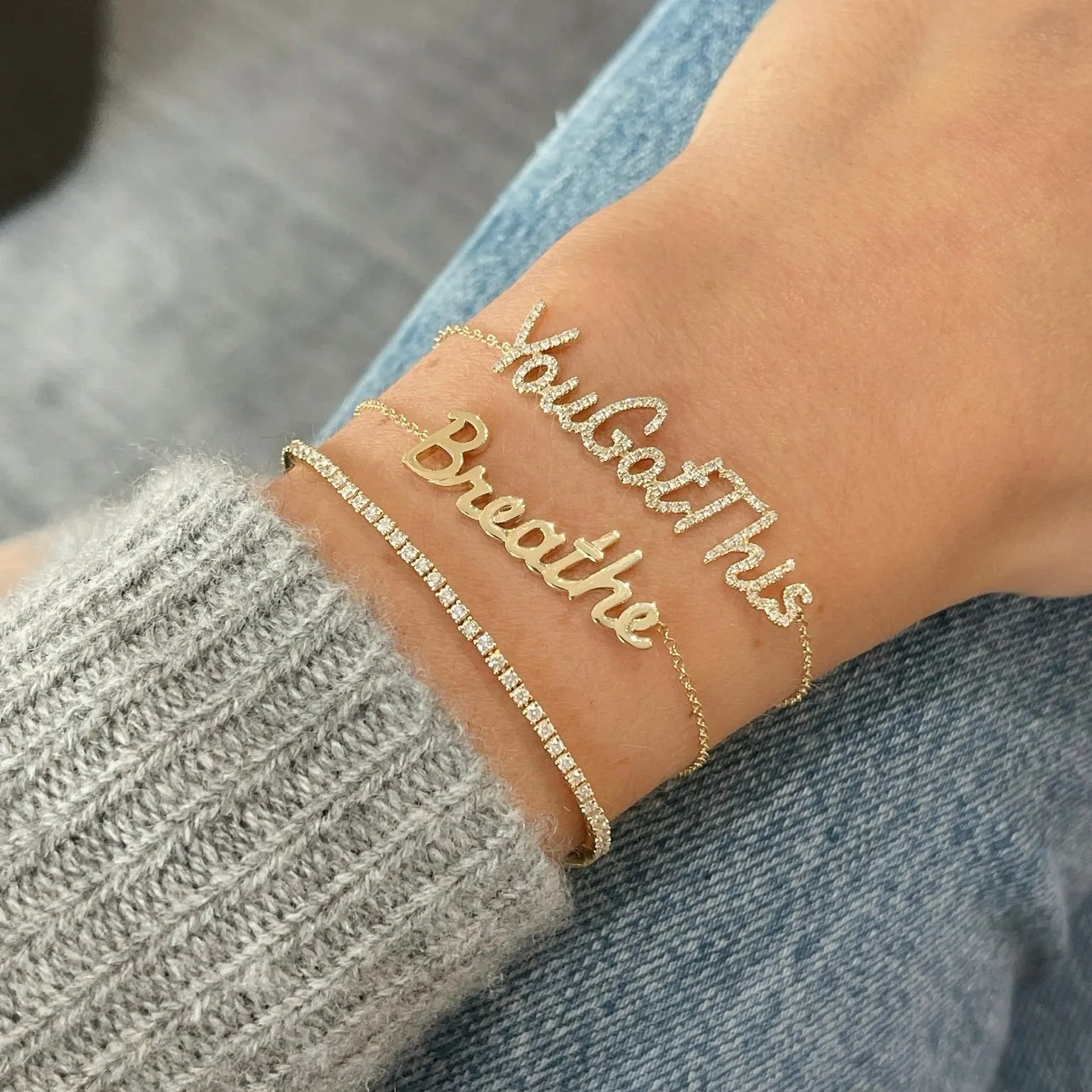 Gold Script Name Bracelet sold by EF Collection product image thumbnail 2