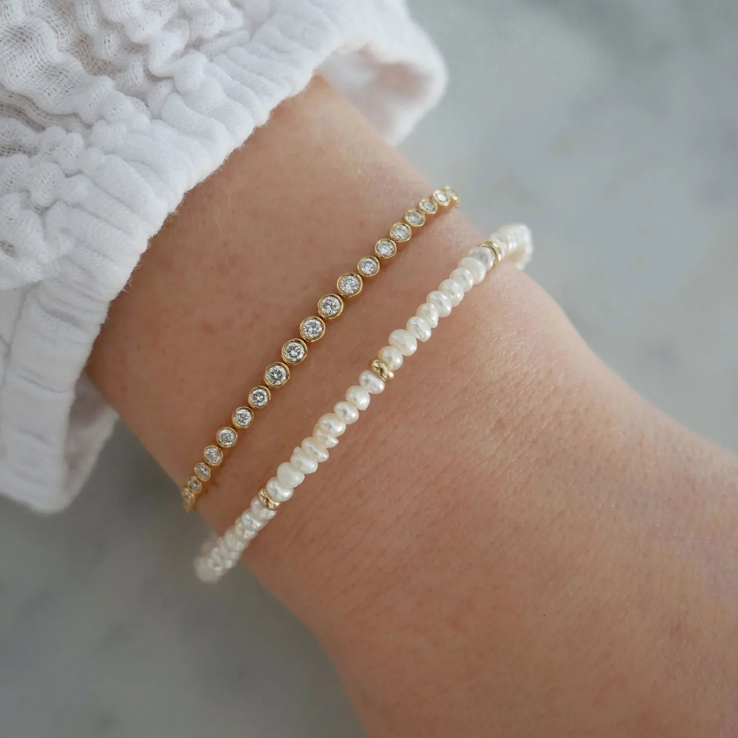 Birthstone Bead Bracelet In Pearl sold by EF Collection product image thumbnail 2