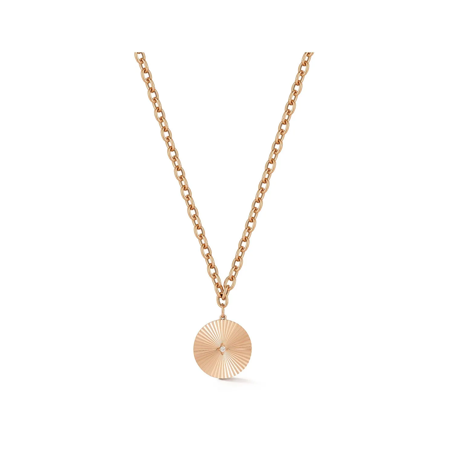 Jumbo Gold & Diamond Fluted Disc Chain Necklace sold by EF Collection product image thumbnail 3
