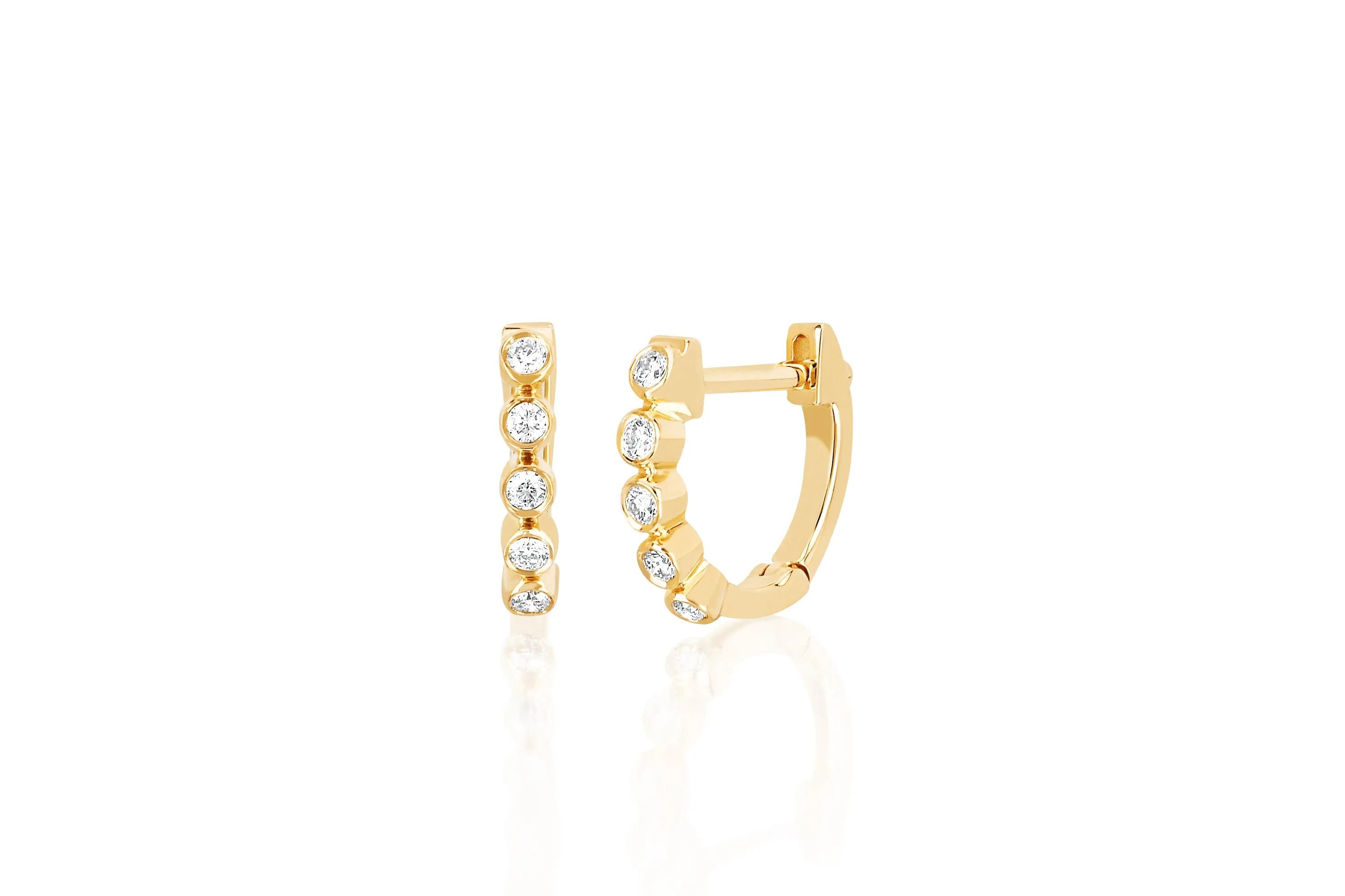 Diamond Bezel Mini Huggie Earring sold by EF Collection