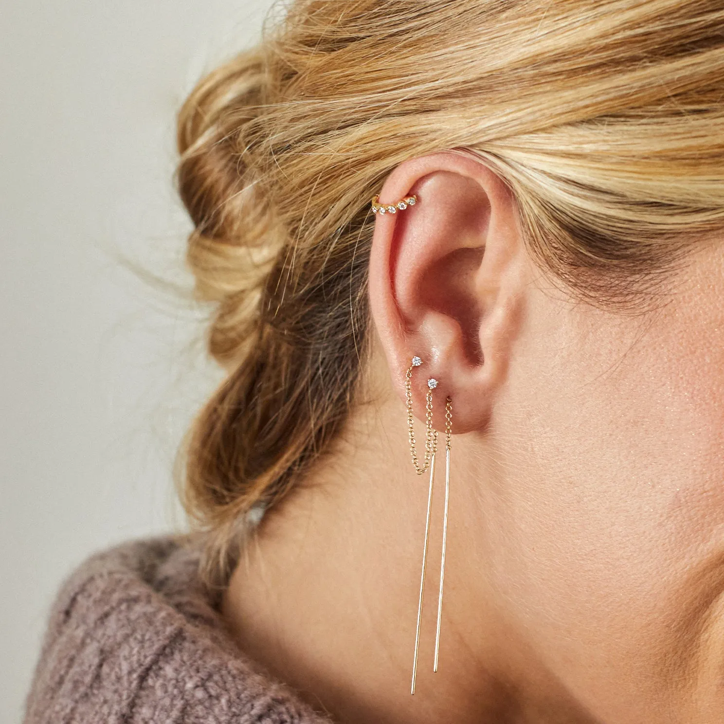 Diamond Bezel Mini Huggie Earring sold by EF Collection product image thumbnail 5