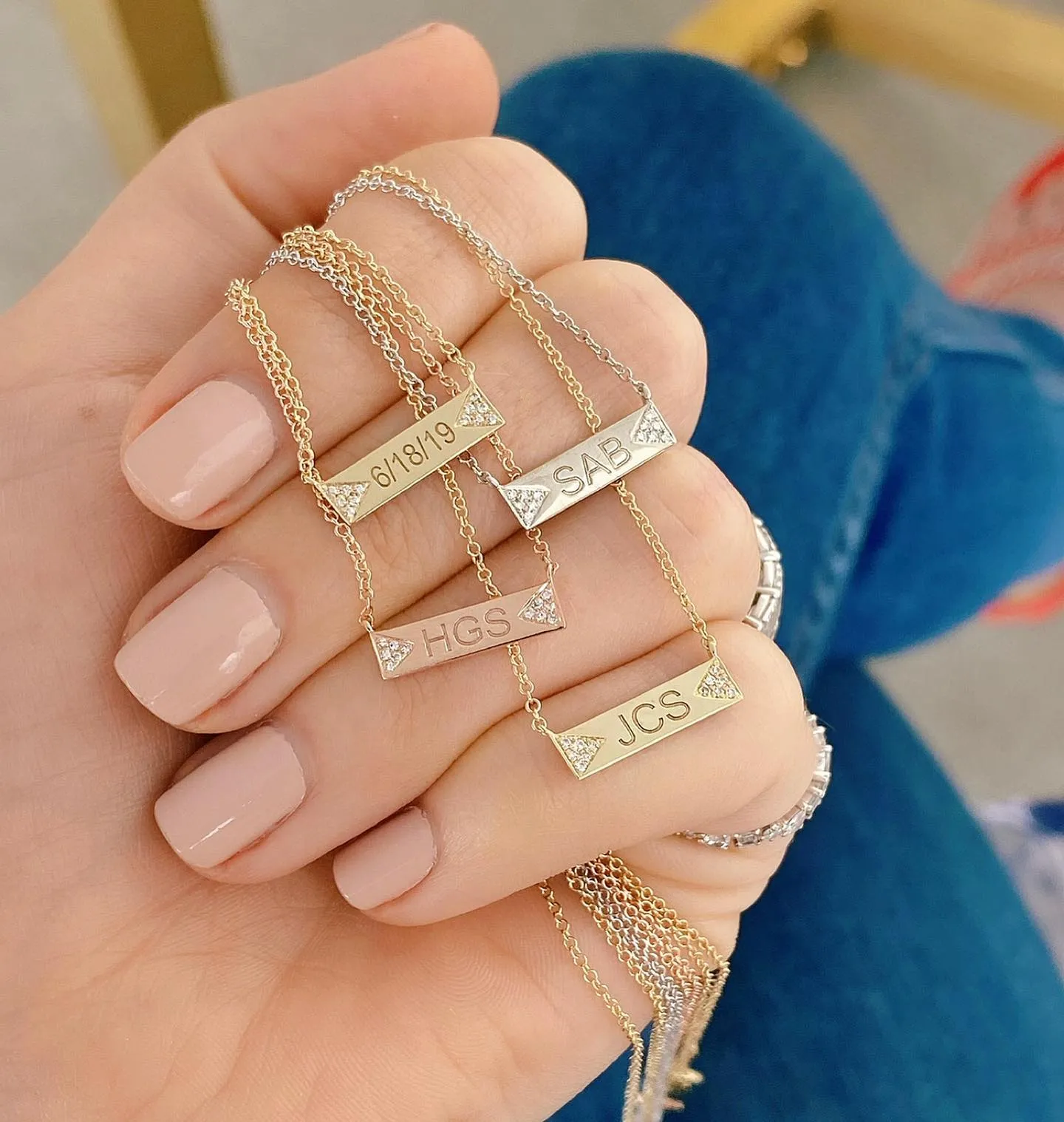 Diamond Double Triangle Mini Nameplate Necklace sold by EF Collection product image thumbnail 2