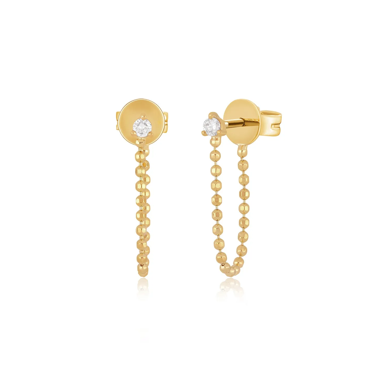 Diamond Ball & Chain Stud Earring sold by EF Collection