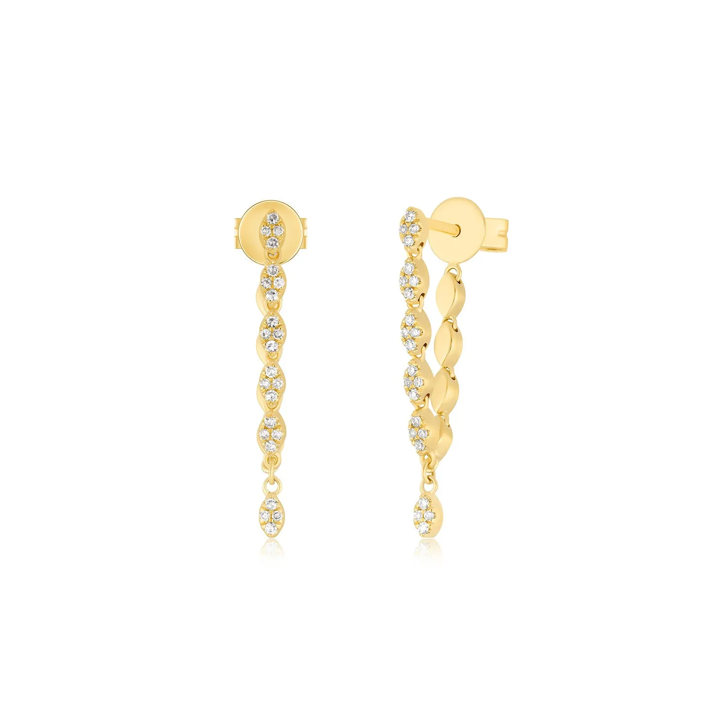 Pavé Diamond Marquise Chain Drop Stud Earring sold by EF Collection