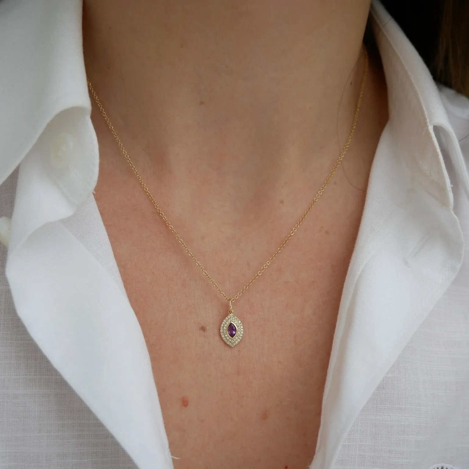 Diamond & Marquise Amethyst Gem Necklace sold by EF Collection product image thumbnail 2