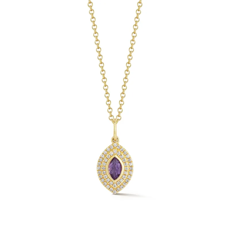 Diamond & Marquise Amethyst Gem Necklace sold by EF Collection