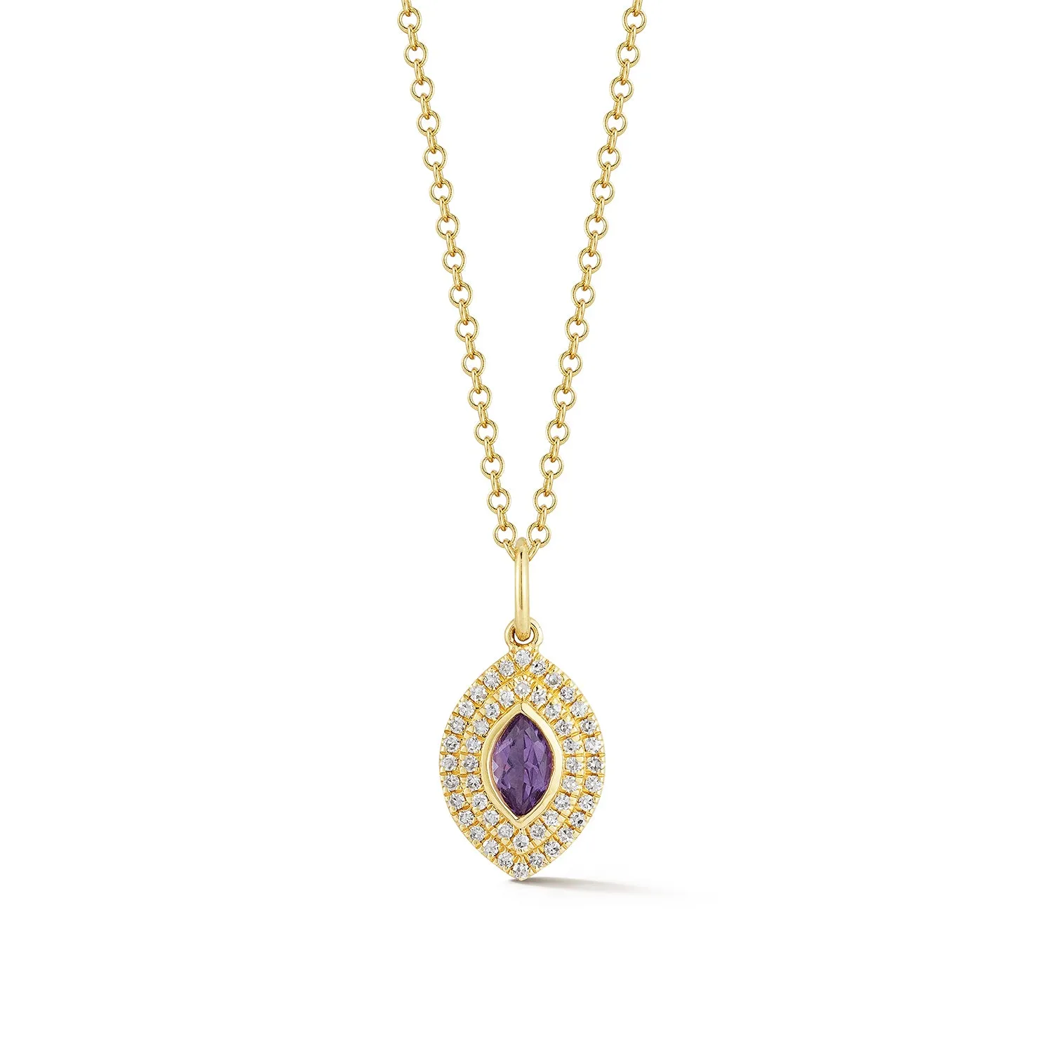 Diamond & Marquise Amethyst Gem Necklace sold by EF Collection