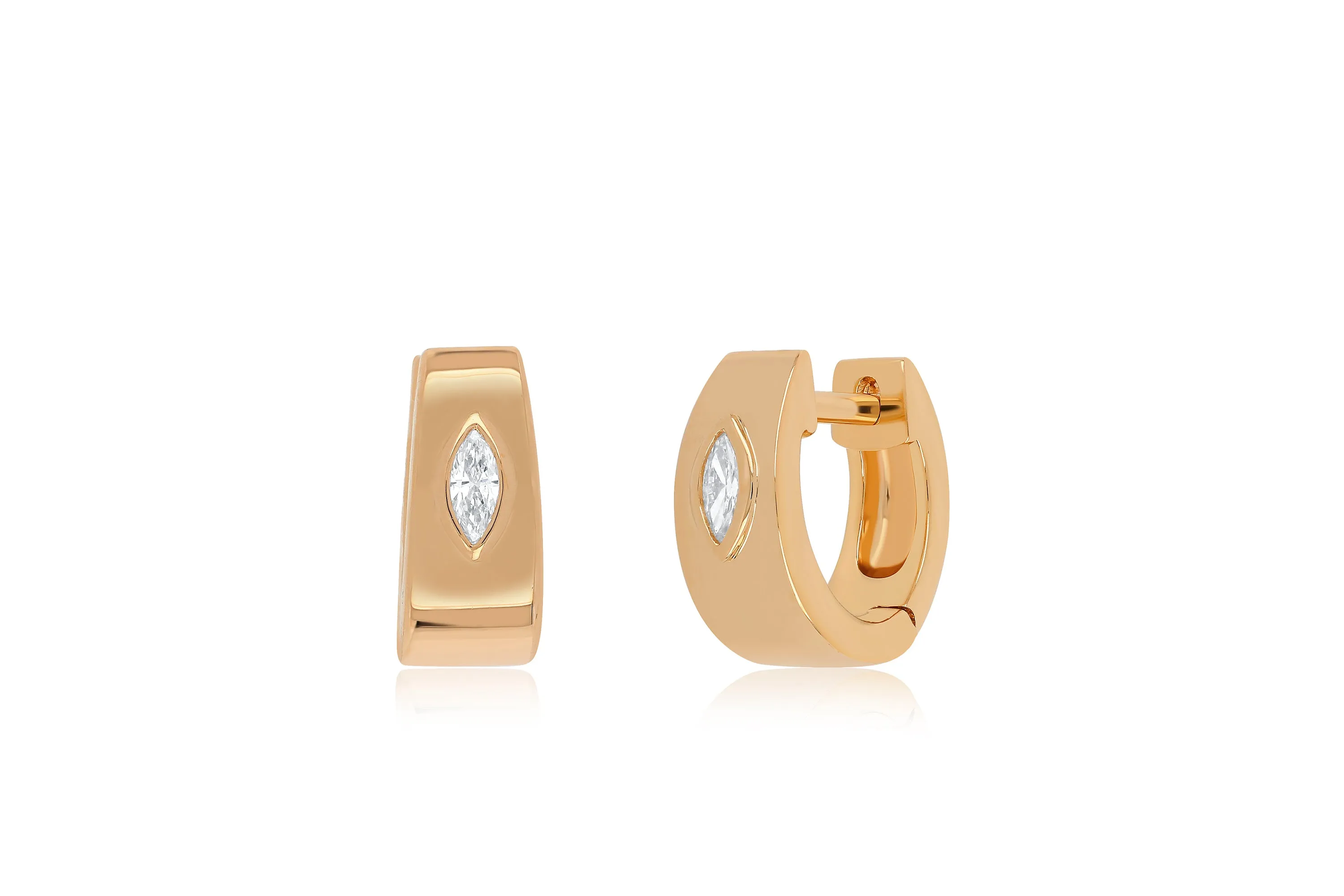 Jumbo Huggie With Diamond Marquise Center Earring sold by EF Collection product image thumbnail 3