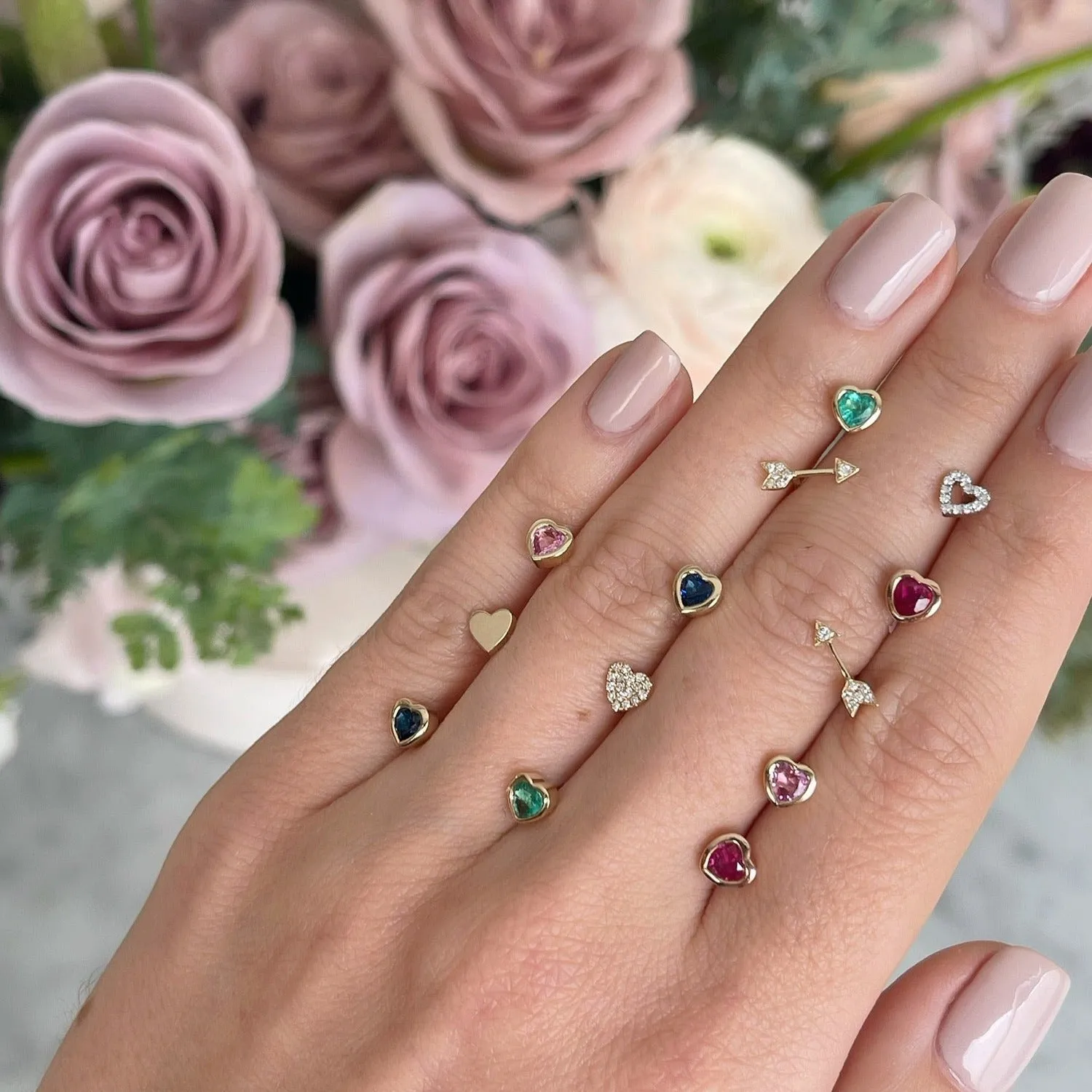 Emerald Heart Stud Earring sold by EF Collection product image thumbnail 5