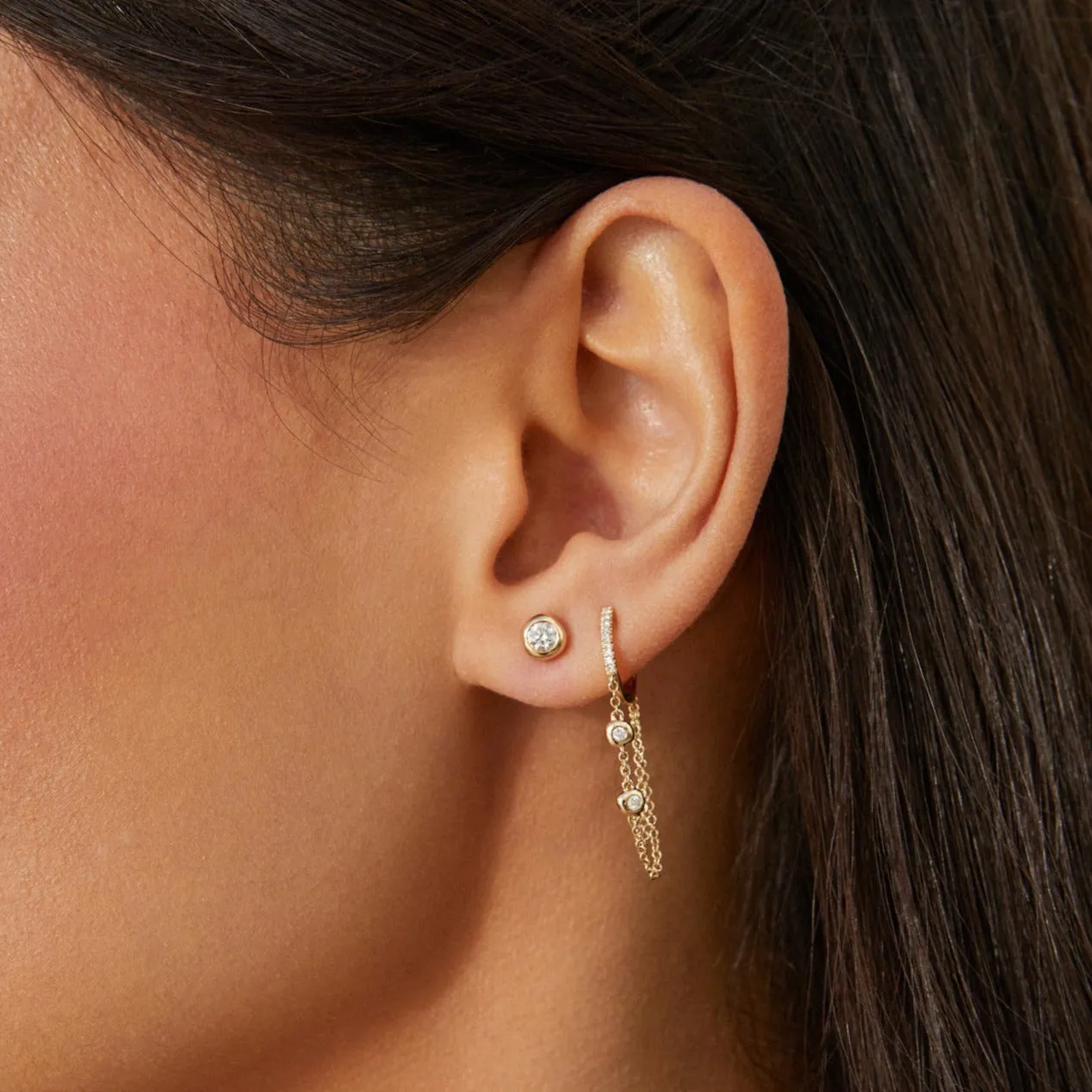 Pillow Chain Diamond Mini Huggie Earring sold by EF Collection product image thumbnail 5