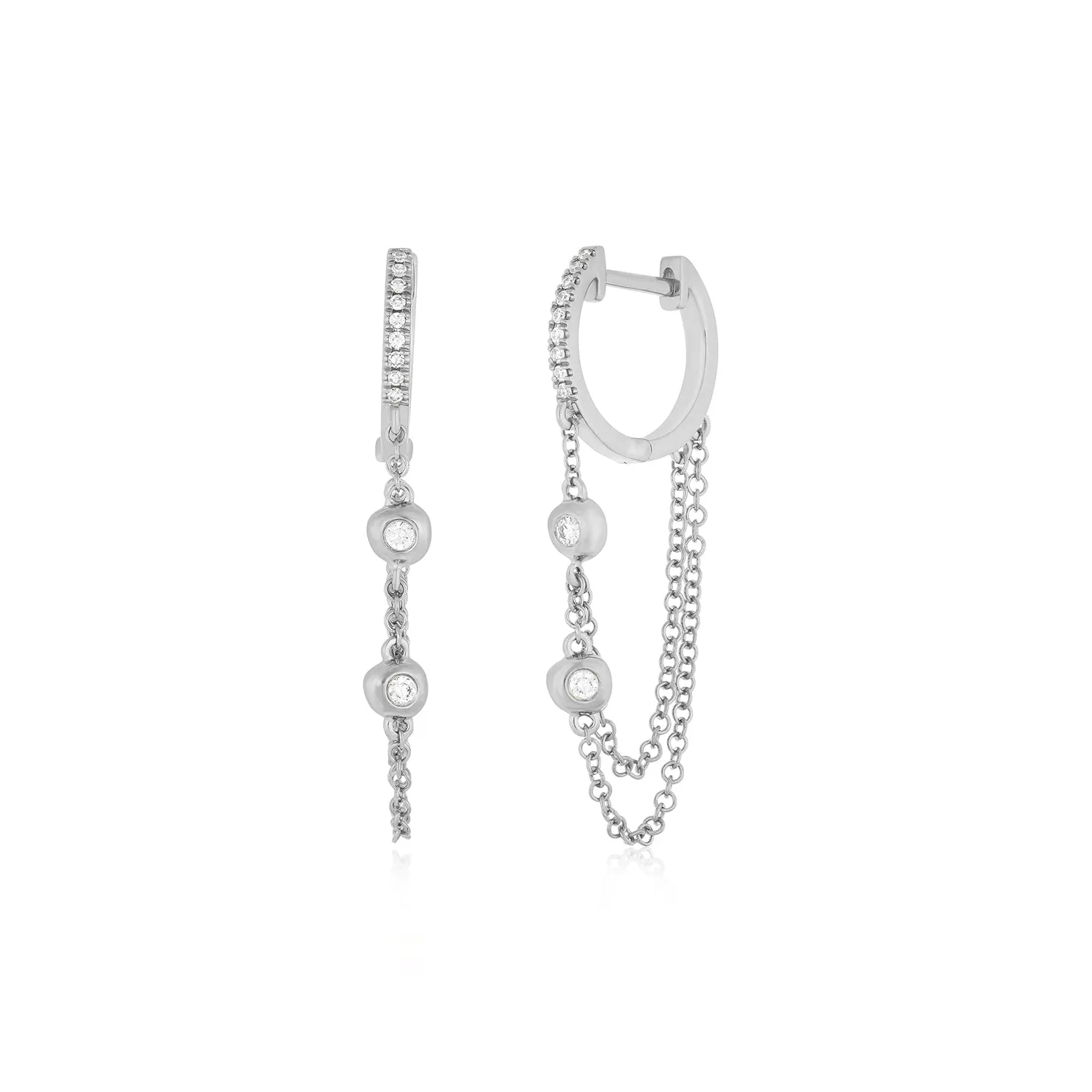 Pillow Chain Diamond Mini Huggie Earring sold by EF Collection product image thumbnail 4