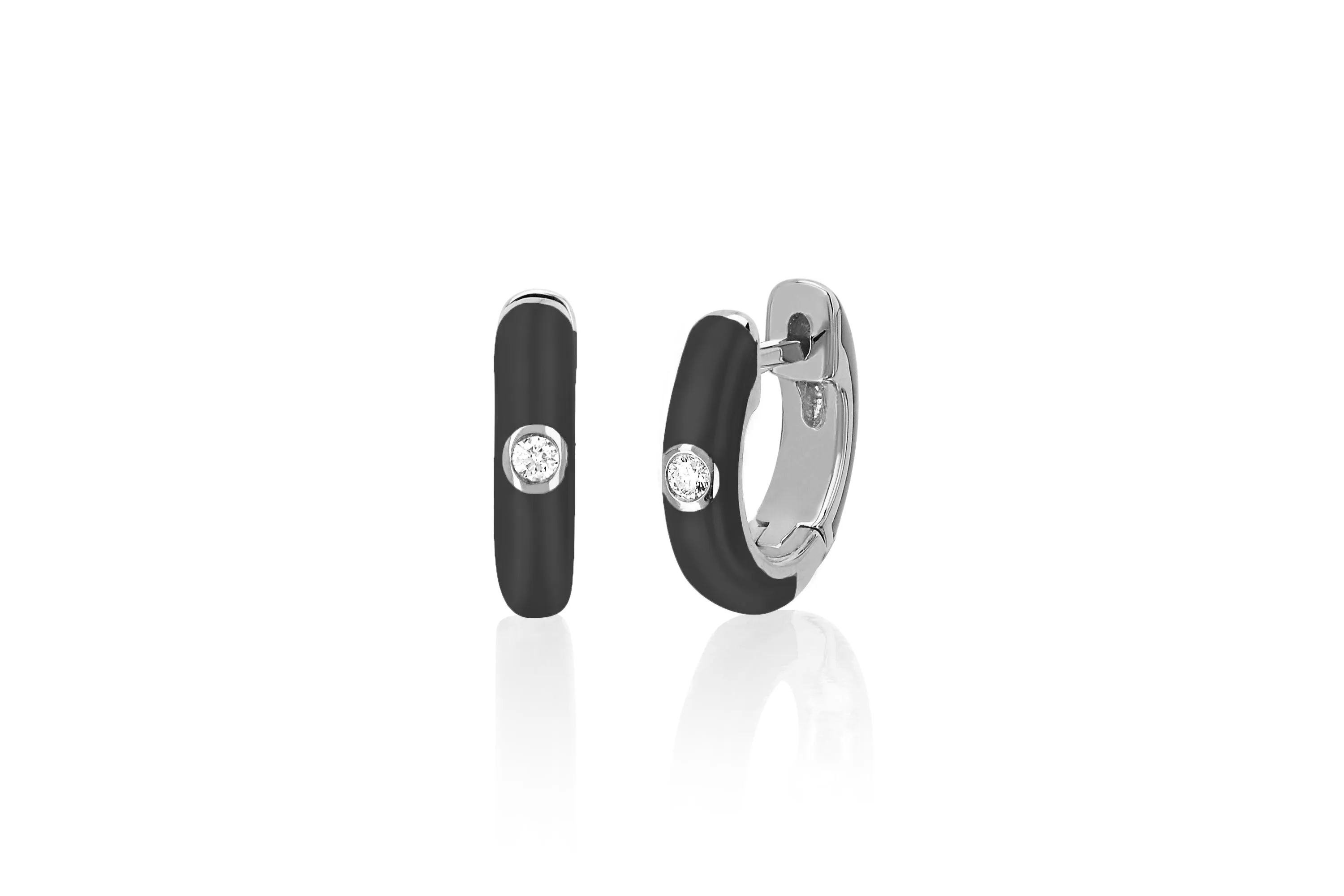 Diamond & Slate Enamel Huggie Earring sold by EF Collection product image thumbnail 3