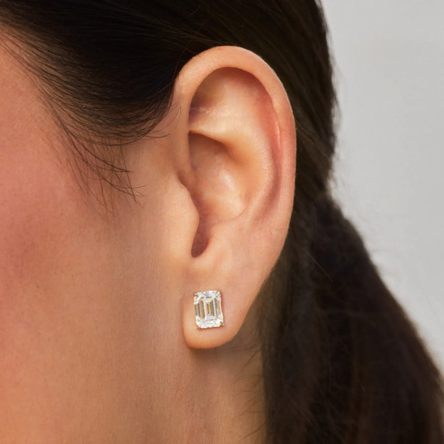 Emerald Cut Diamond Solitaire Stud Earrings sold by EF Collection product image thumbnail 2