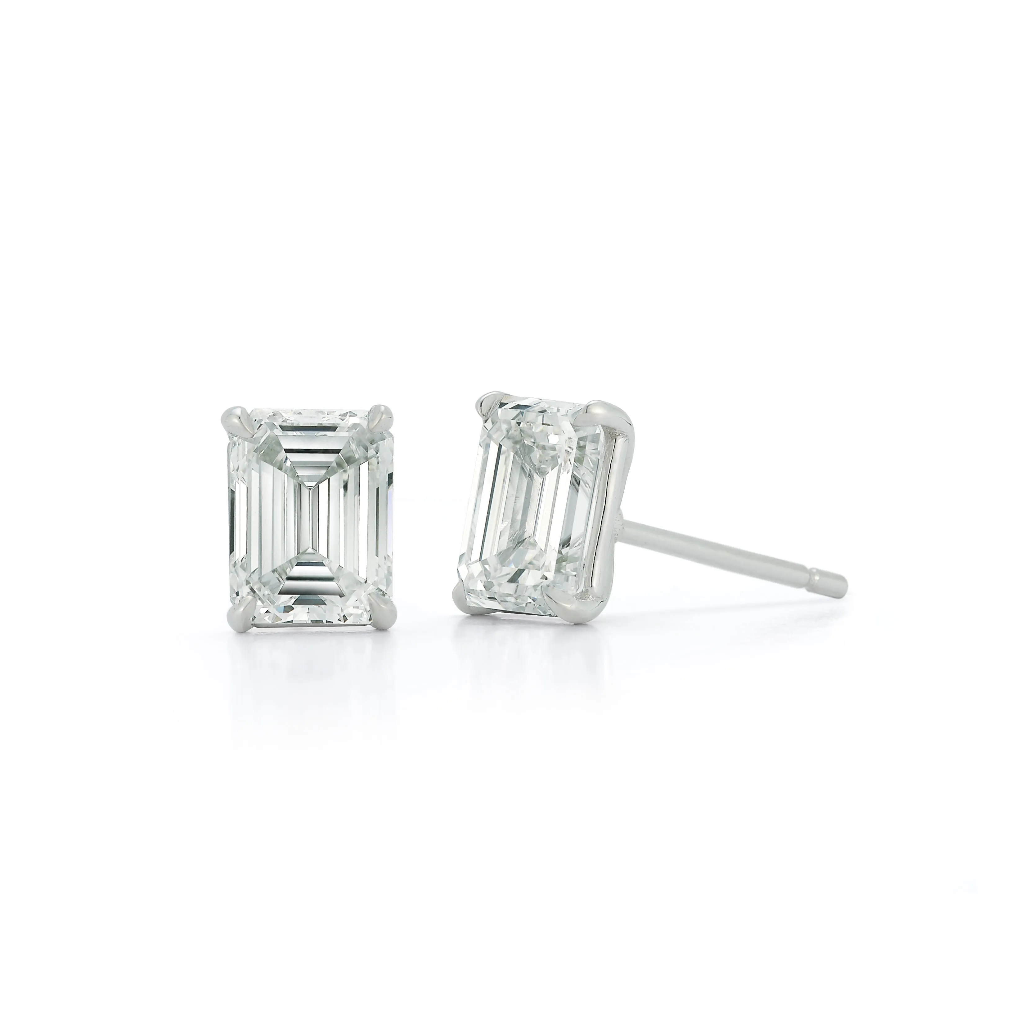 Emerald Cut Diamond Solitaire Stud Earrings sold by EF Collection