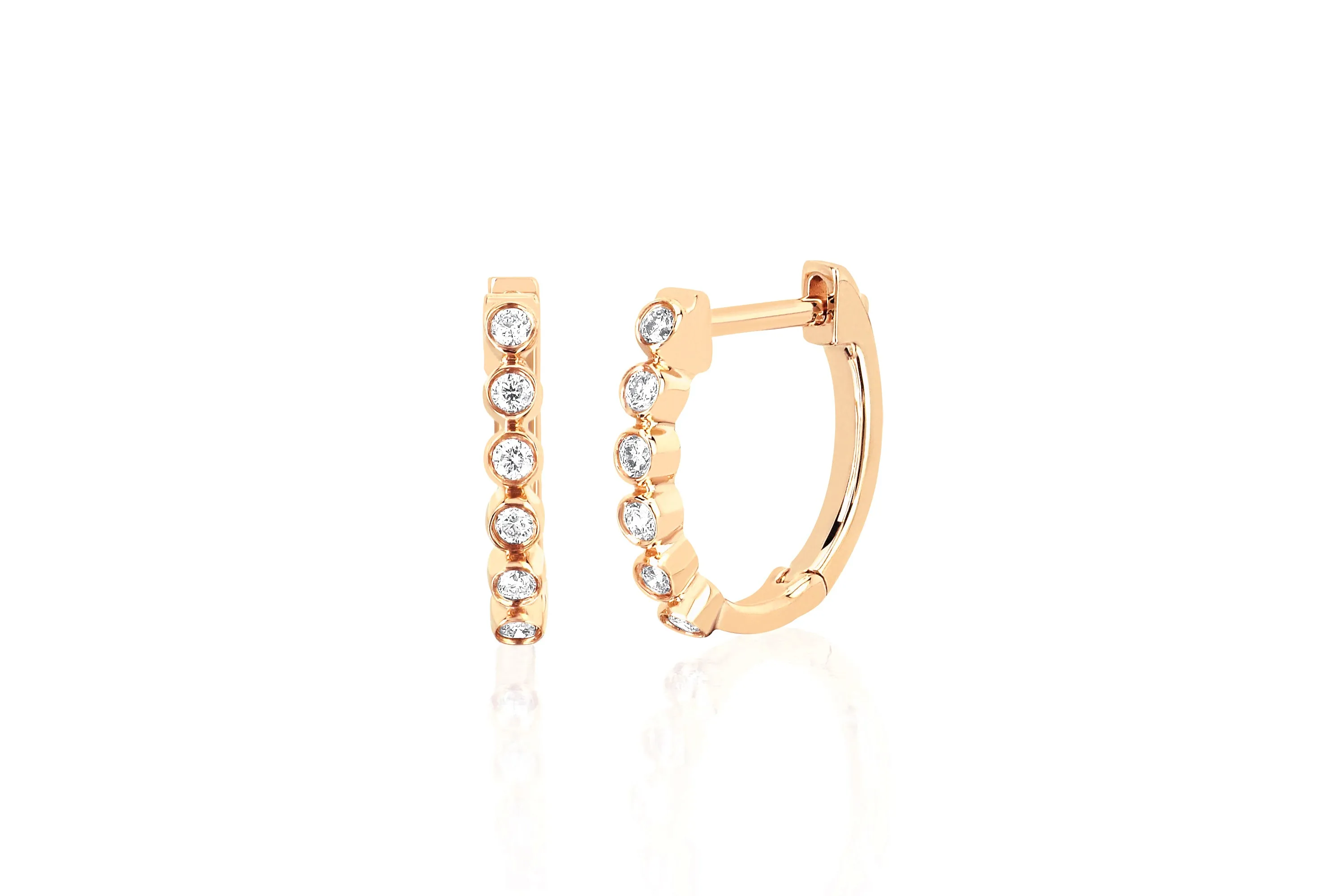 Diamond Bezel Huggie Earring sold by EF Collection