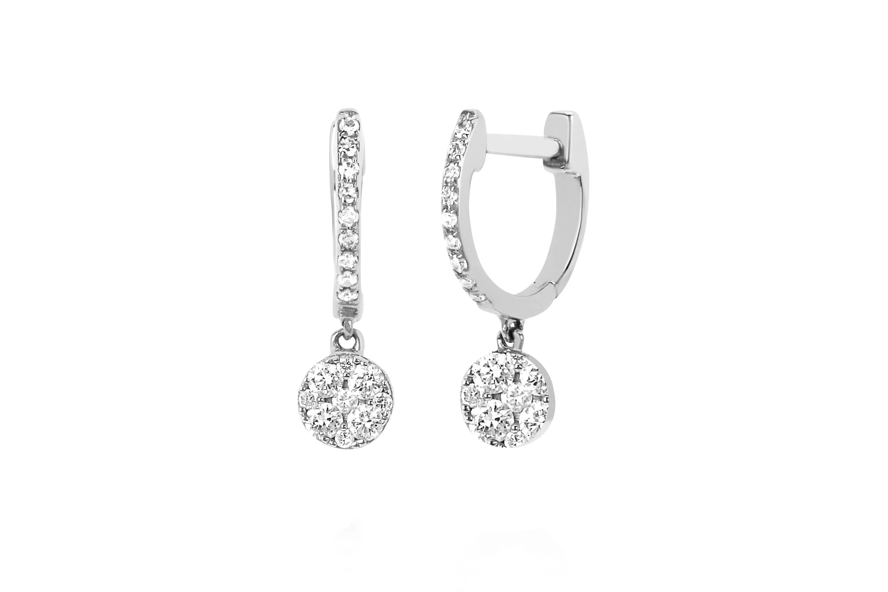 Full Cut Diamond Disc Drop Mini Huggie Earrings sold by EF Collection product image thumbnail 4