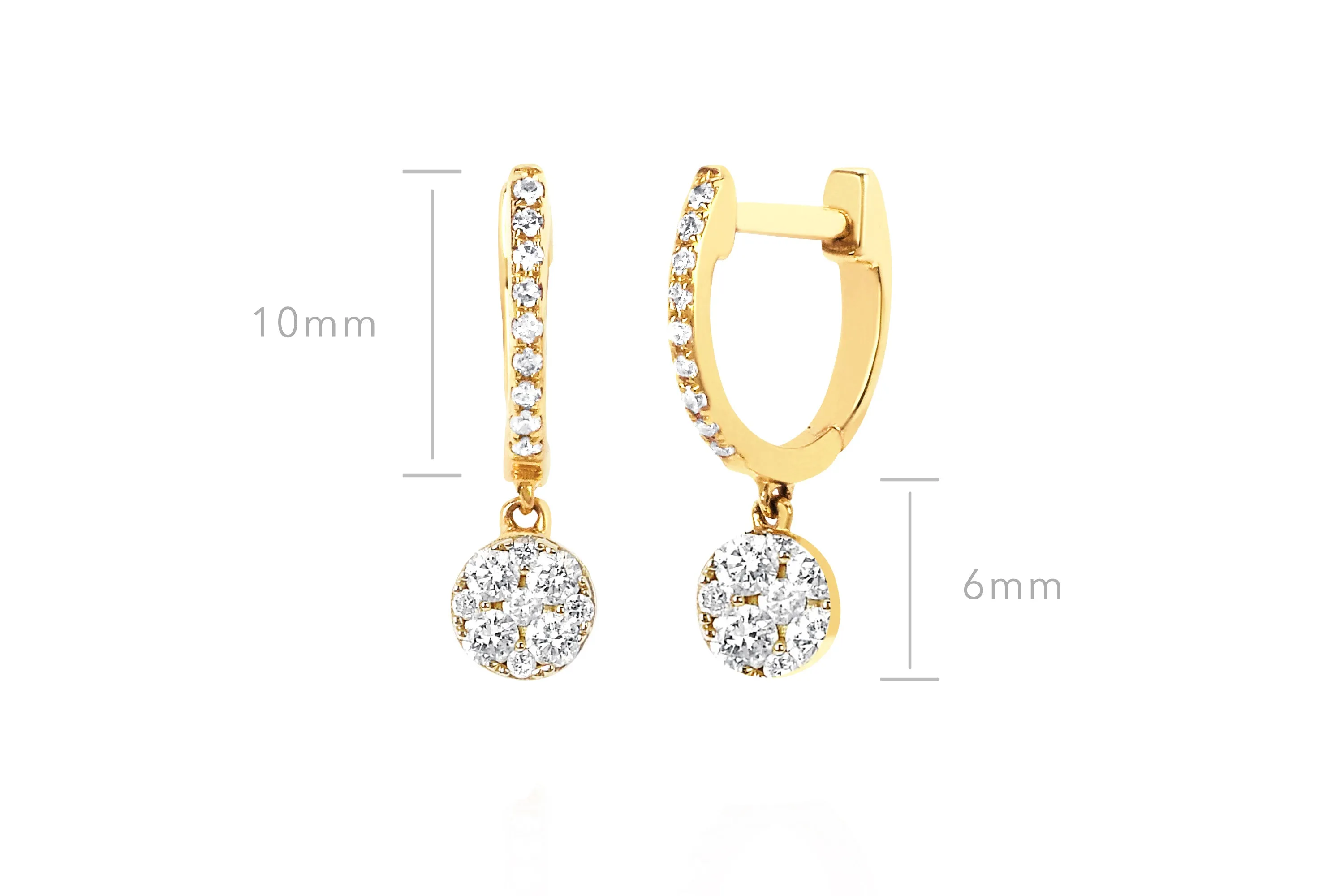 Full Cut Diamond Disc Drop Mini Huggie Earrings sold by EF Collection product image thumbnail 5