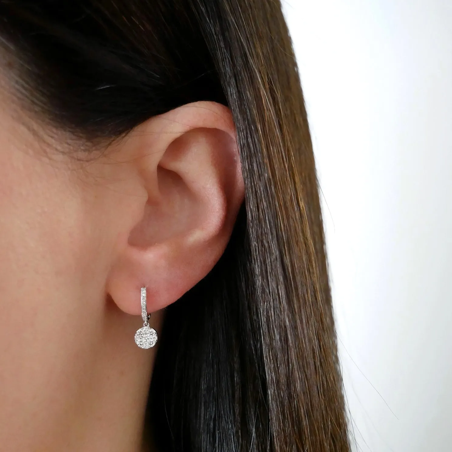 Full Cut Diamond Disc Drop Mini Huggie Earrings sold by EF Collection product image thumbnail 2