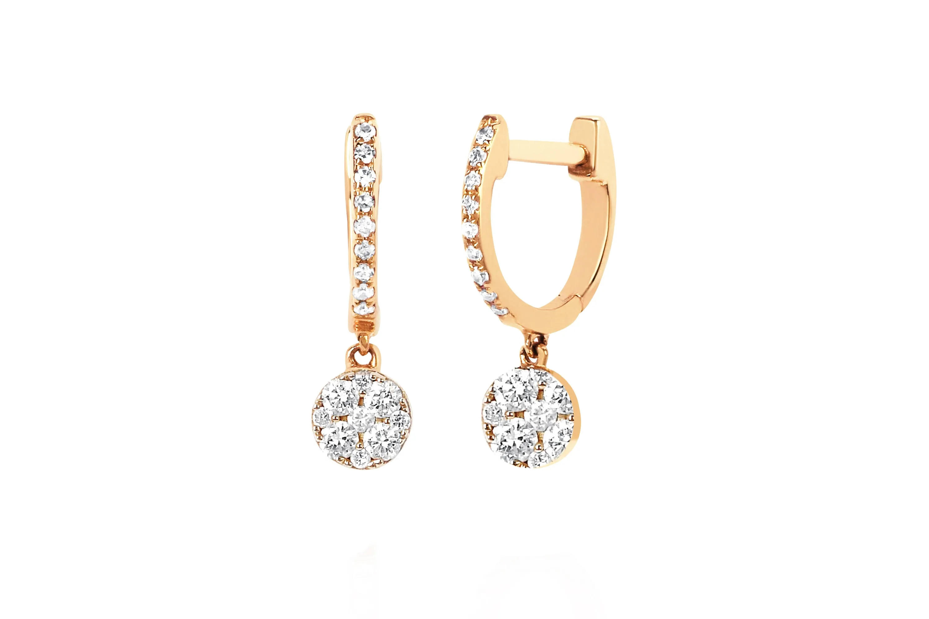 Full Cut Diamond Disc Drop Mini Huggie Earrings sold by EF Collection product image thumbnail 3