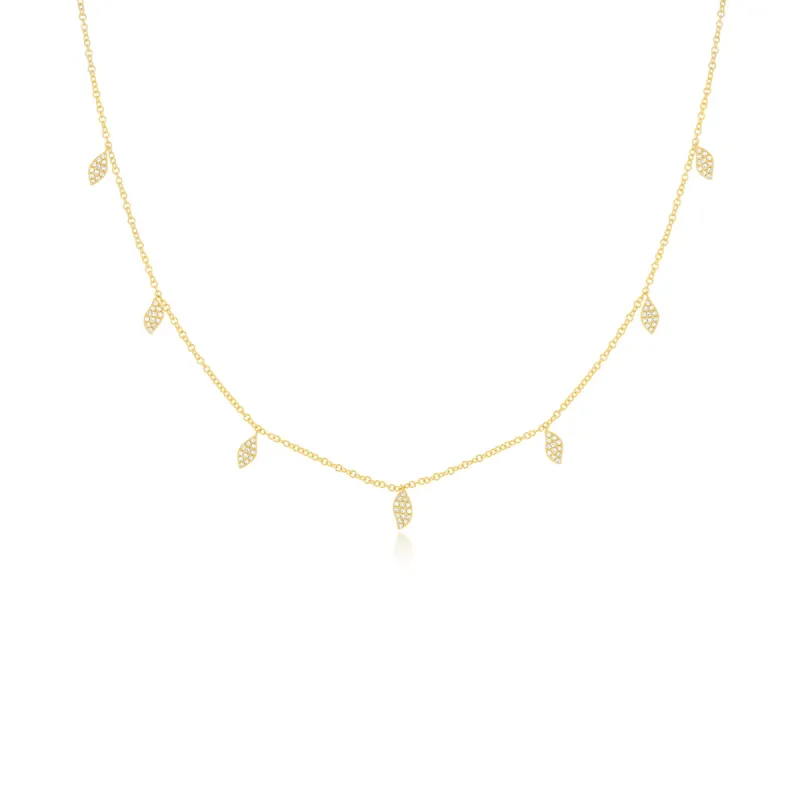 Pavé Diamond Multi Leaf Necklace sold by EF Collection