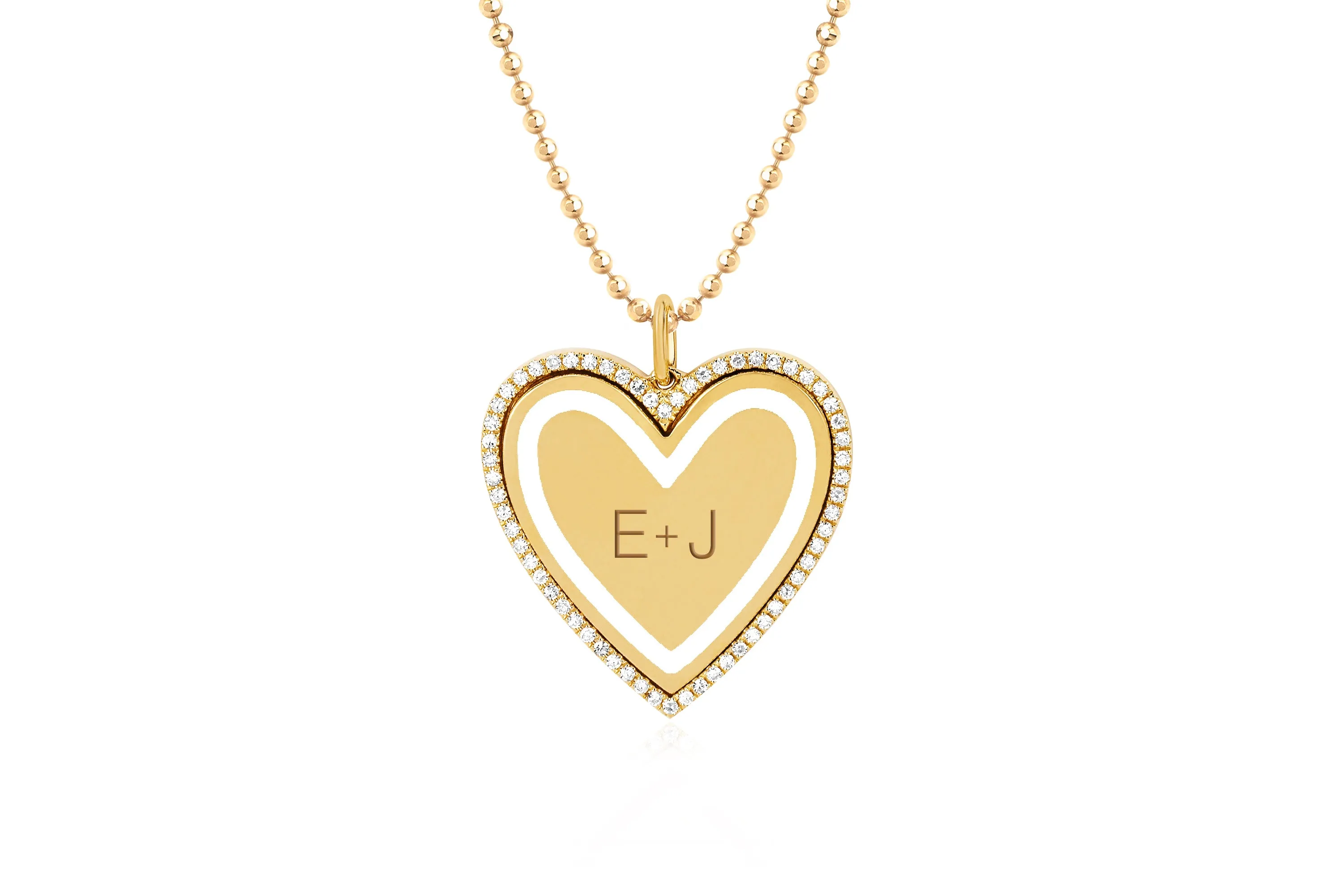 Diamond & White Enamel Heart Necklace sold by EF Collection product image thumbnail 3