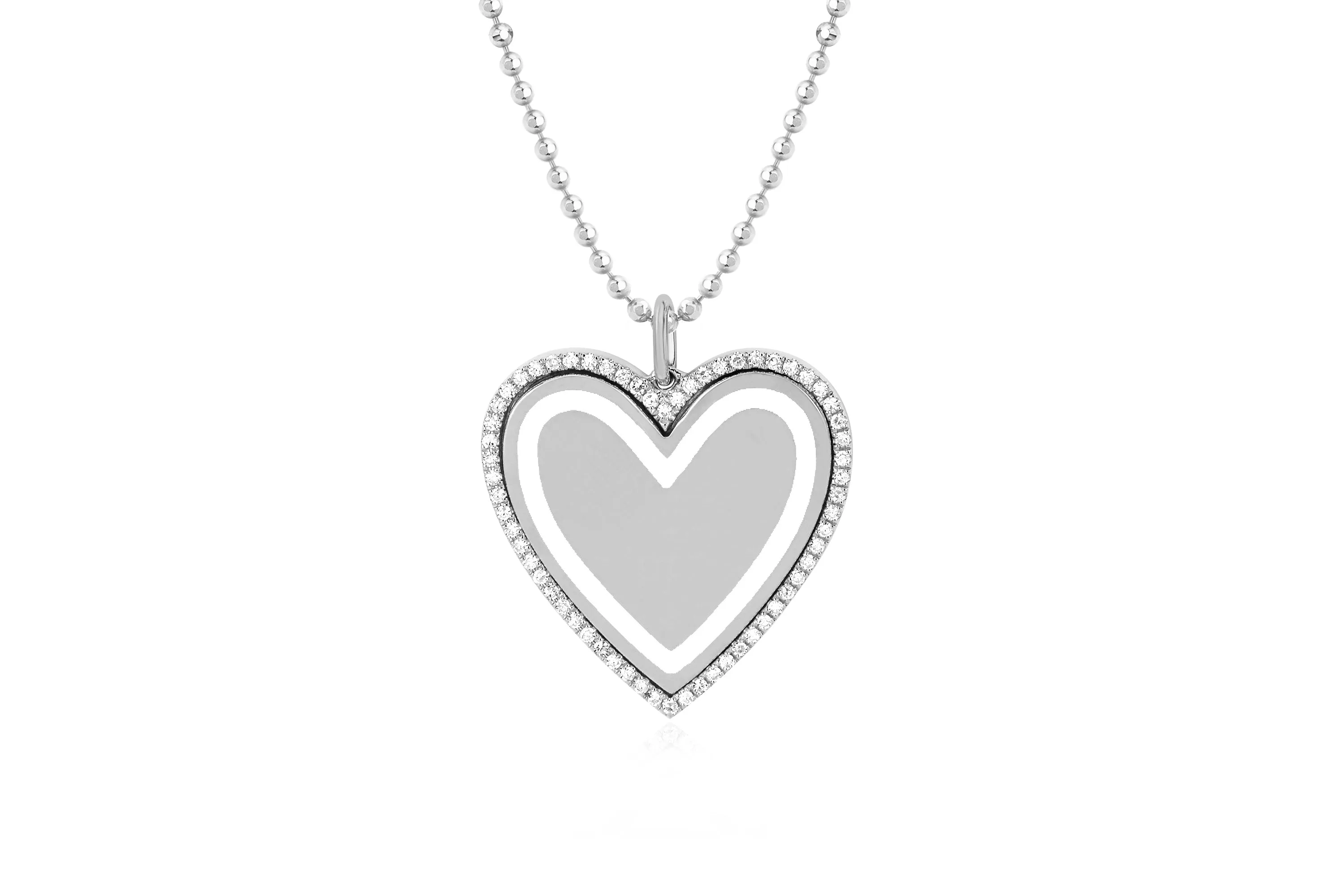 Diamond & White Enamel Heart Necklace sold by EF Collection product image thumbnail 5