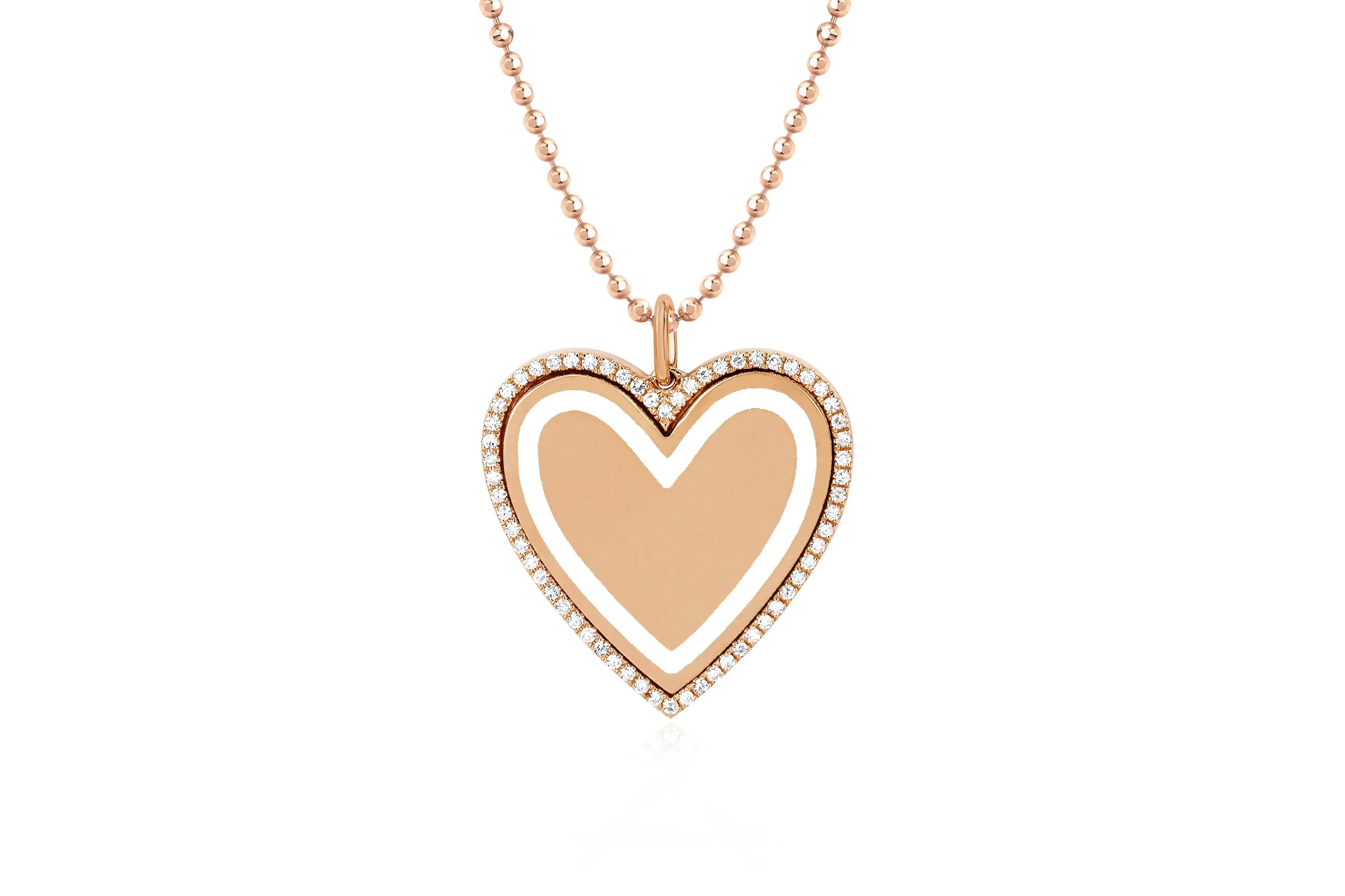 Diamond & White Enamel Heart Necklace sold by EF Collection product image thumbnail 4