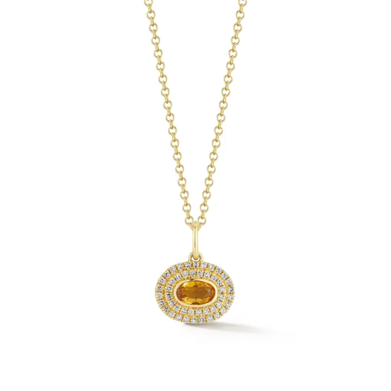 Diamond & Oval Citrine Gem Necklace sold by EF Collection