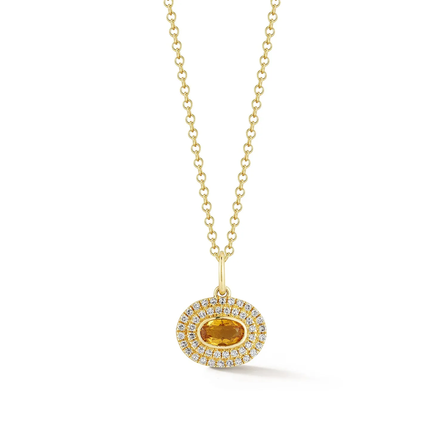 Diamond & Oval Citrine Gem Necklace sold by EF Collection
