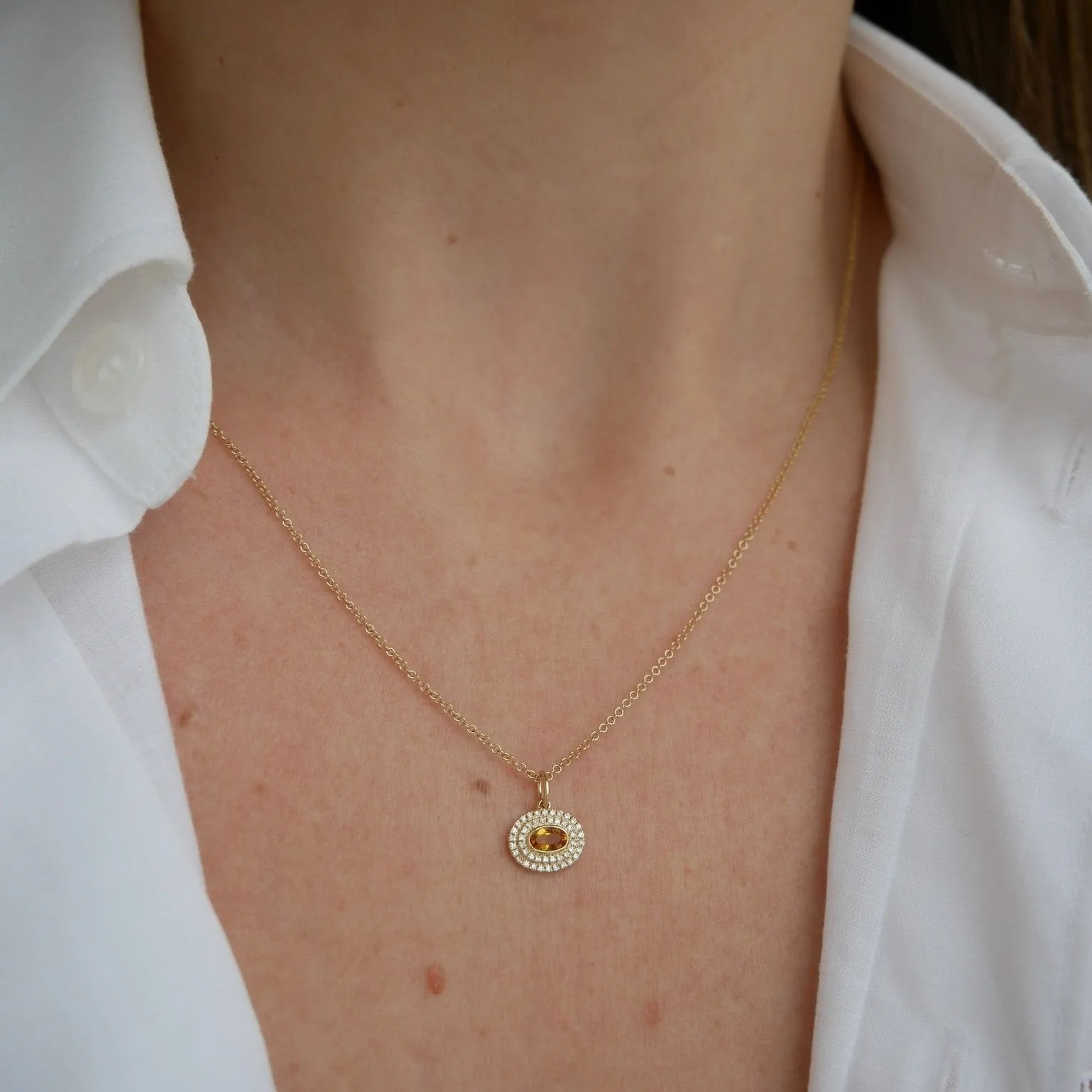 Diamond & Oval Citrine Gem Necklace sold by EF Collection product image thumbnail 2