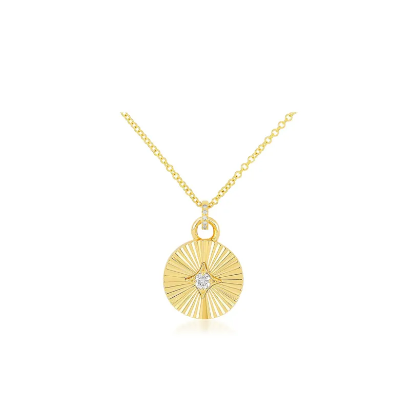 Gold & Diamond Fluted Disc Necklace sold by EF Collection