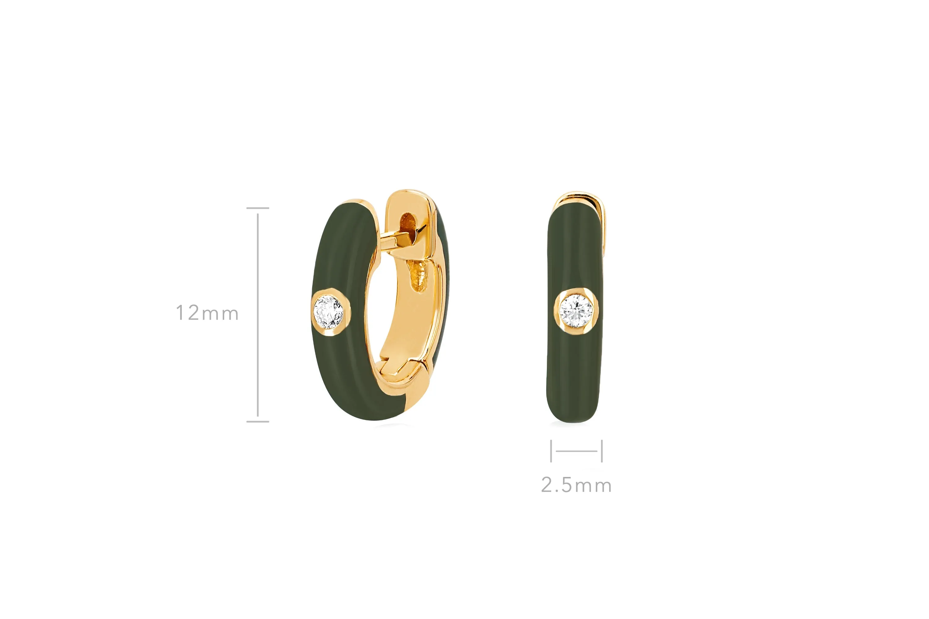 Diamond & Olive Enamel Huggie Earring sold by EF Collection product image thumbnail 4